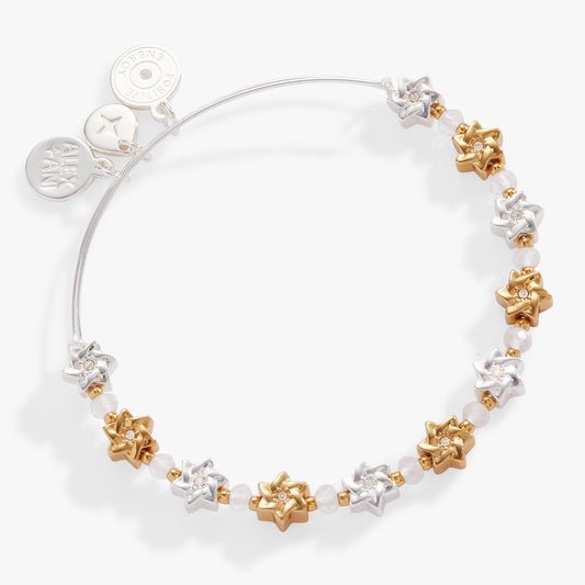 Holiday Star of David Beaded Bangle Shiny Gold
