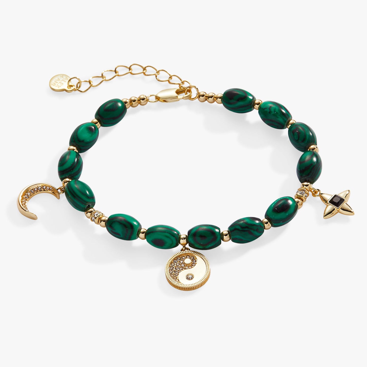 Malachite Charm Bracelet Gold