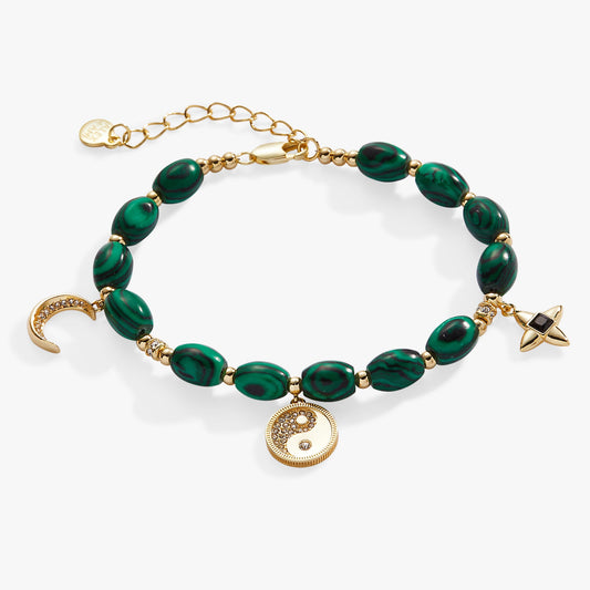 Malachite Charm Bracelet Gold