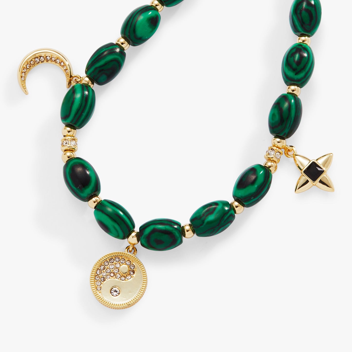 Malachite Charm Bracelet Gold