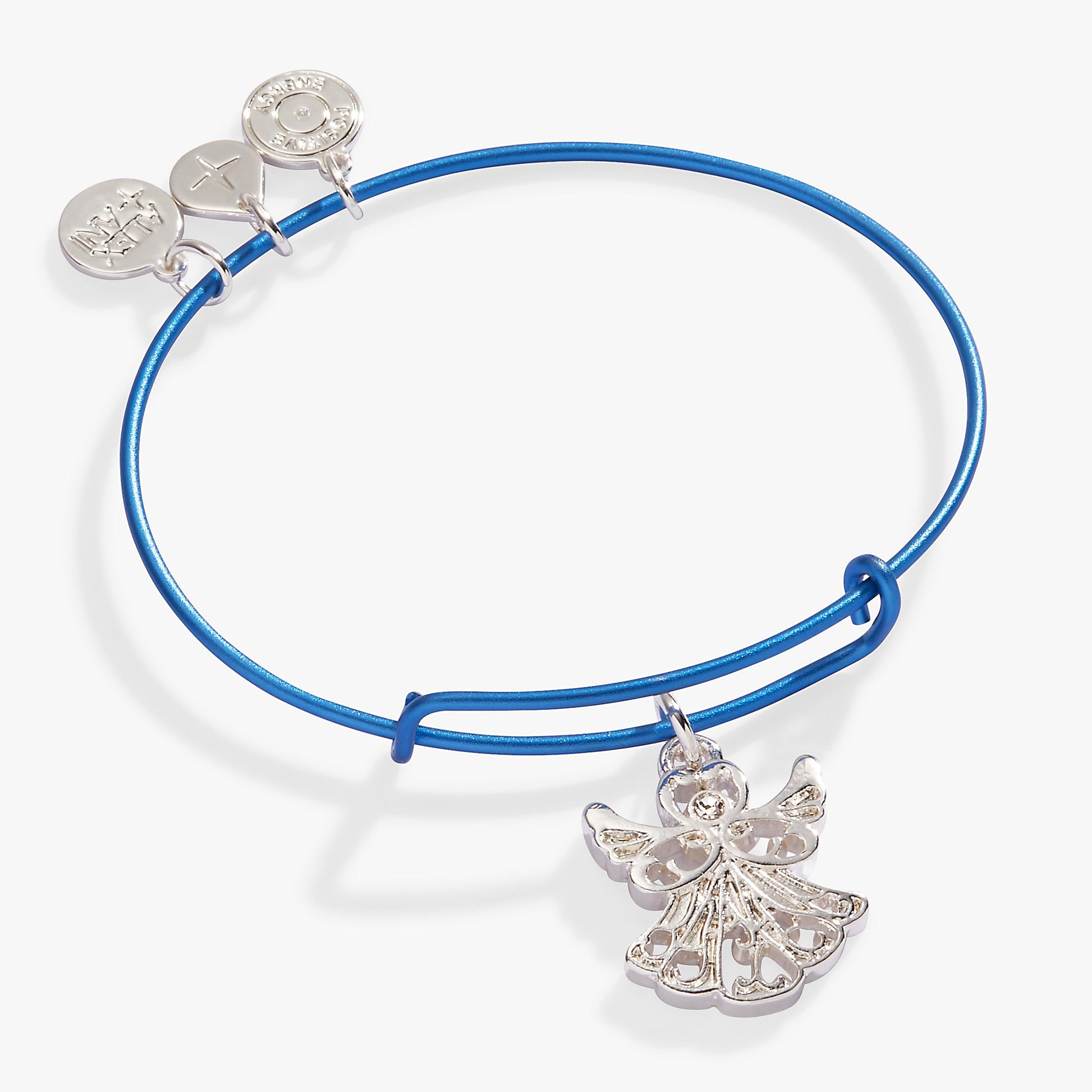 Colorful Holiday Angel Charm Bangle Silver