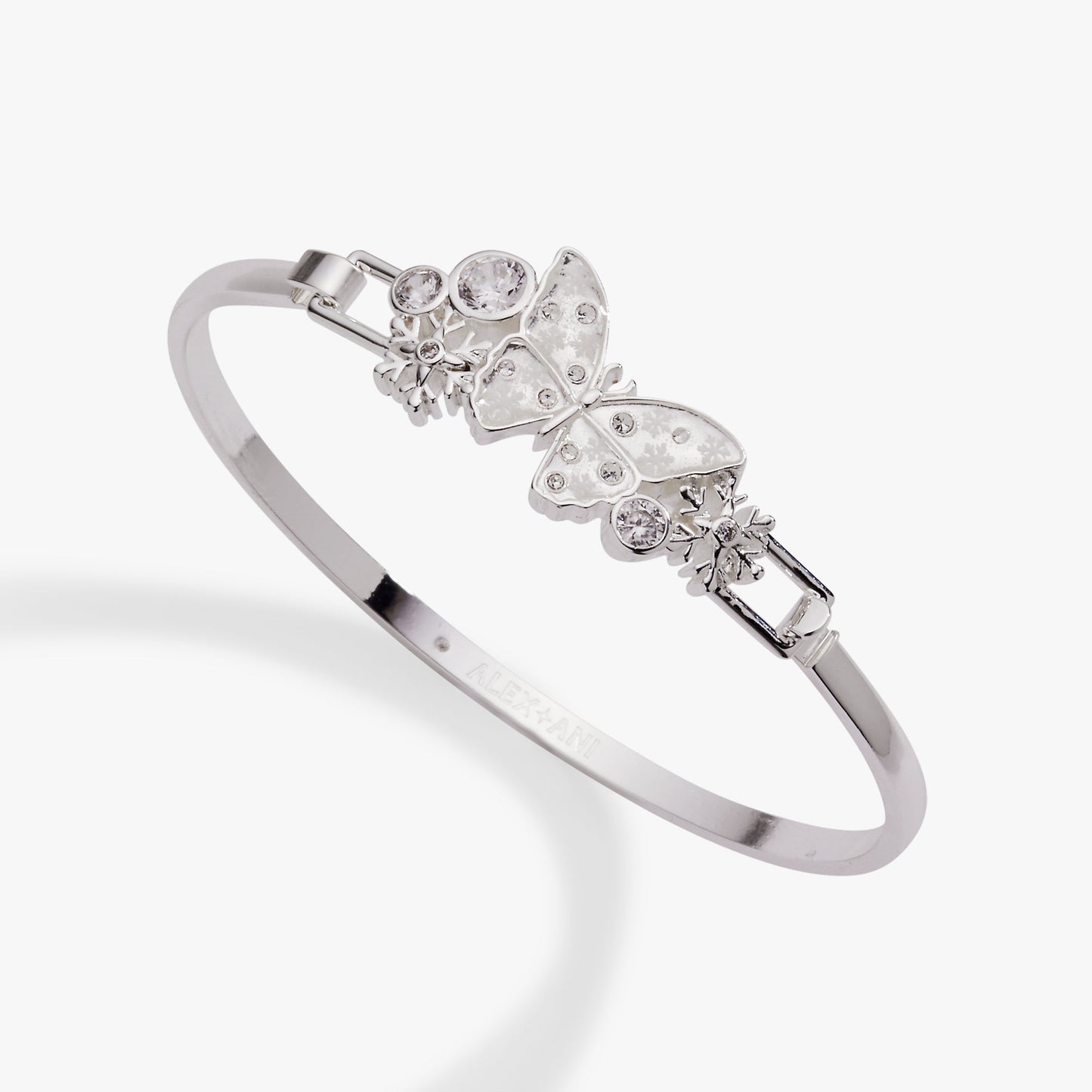 Glass Butterfly Tension Bangle Silver