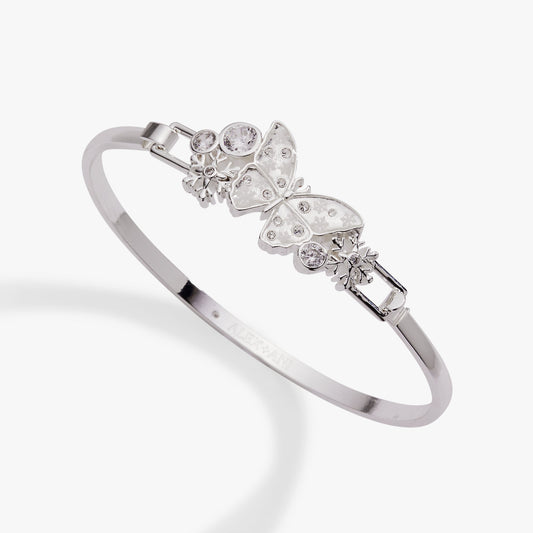 Glass Butterfly Tension Bangle Silver
