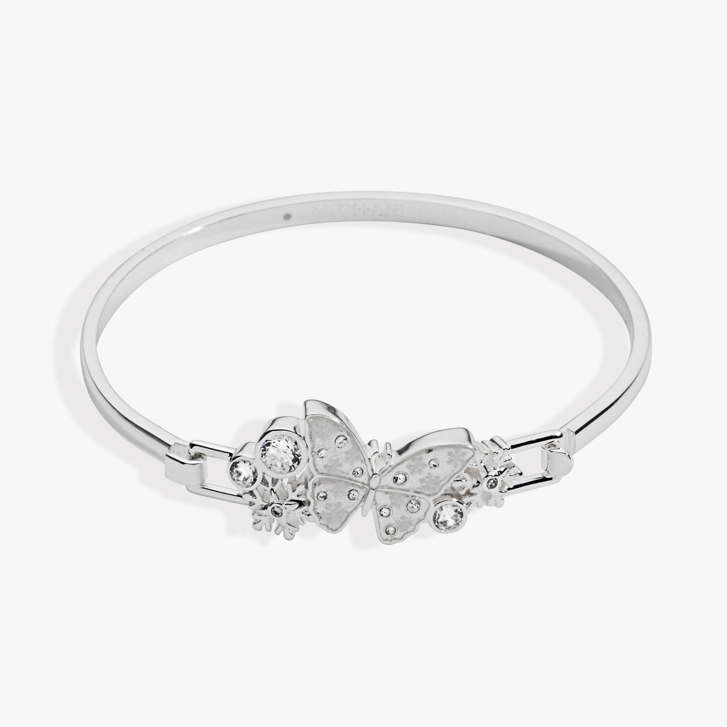 Glass Butterfly Tension Bangle Silver