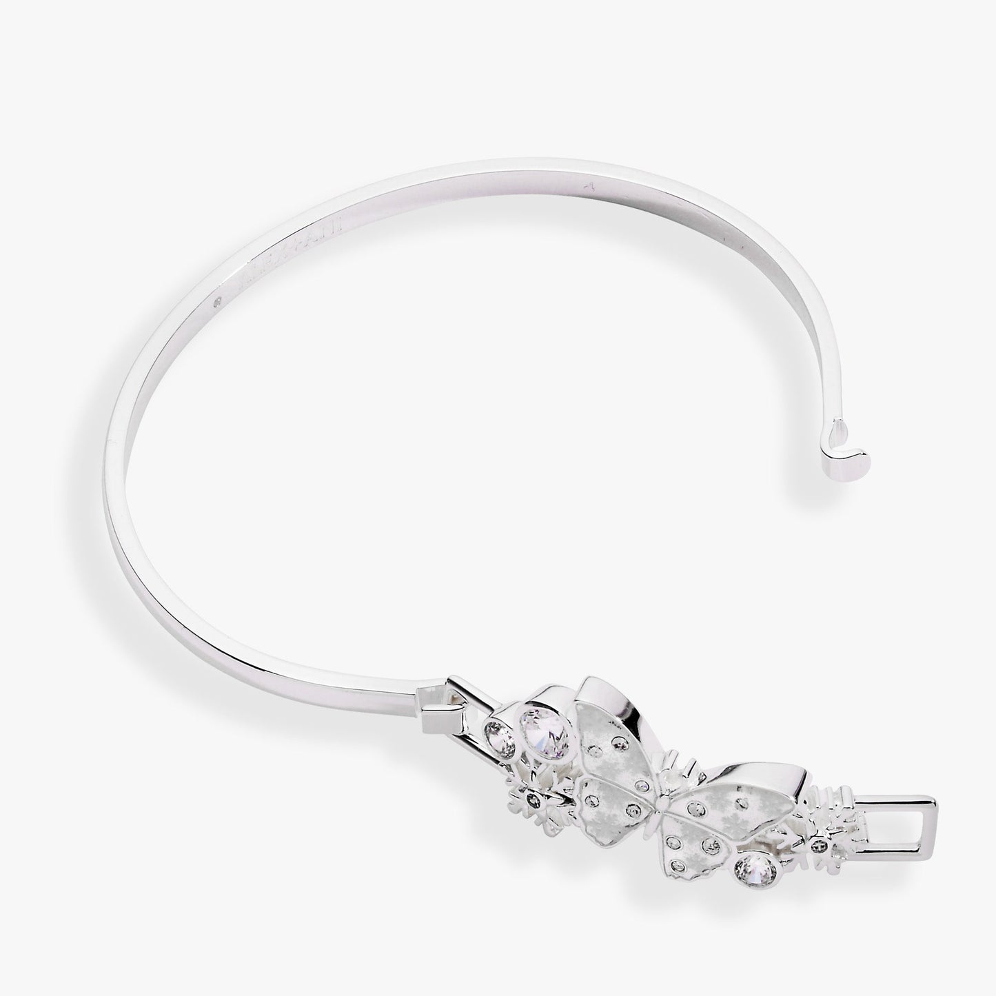 Glass Butterfly Tension Bangle Silver