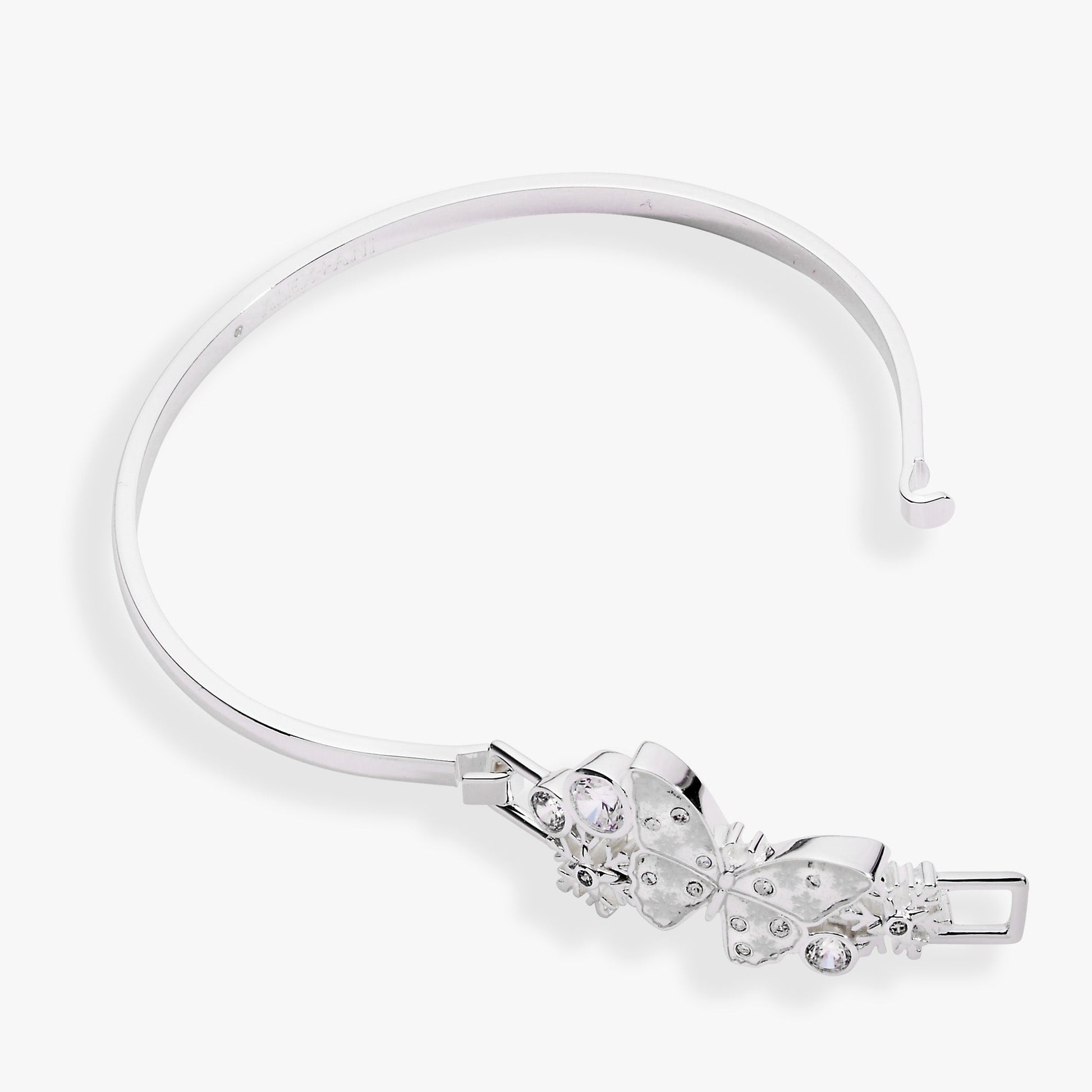Glass Butterfly Tension Bangle Silver