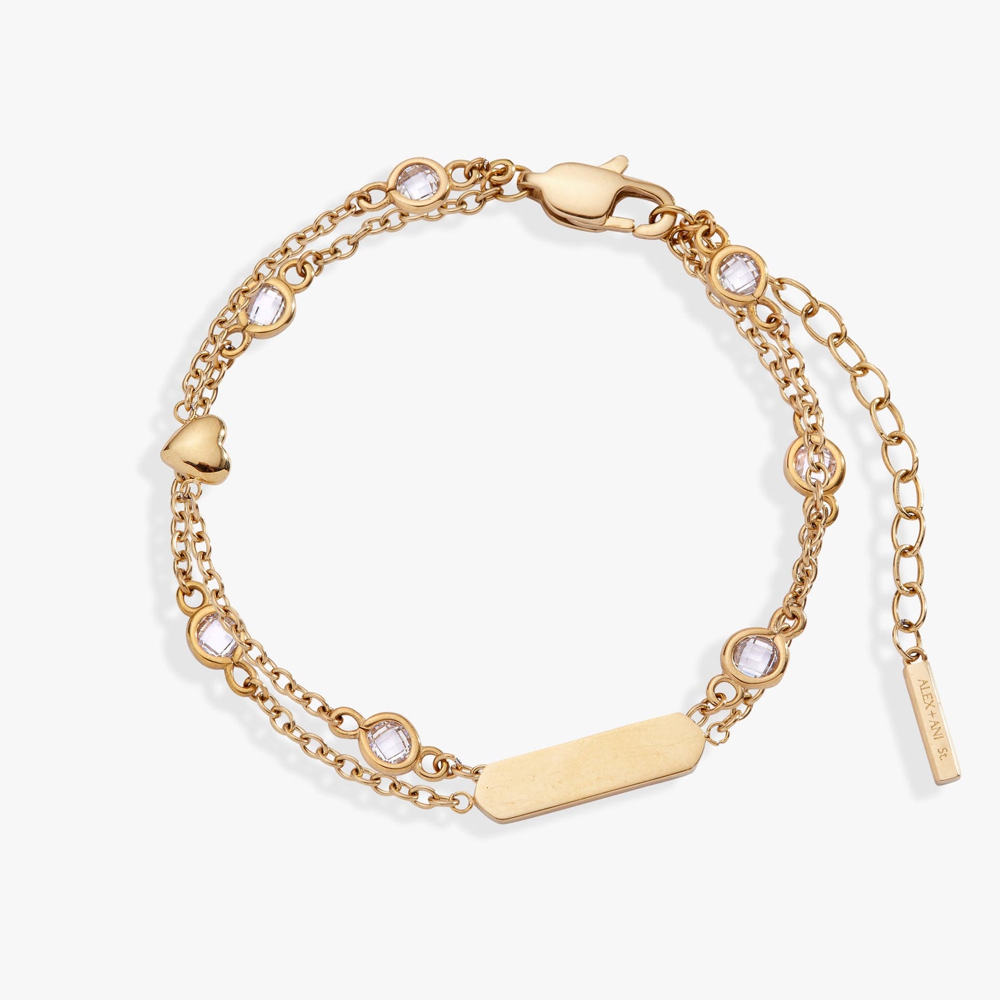 Heart Chain Adjustable Bracelet Stainless Steel Gold
