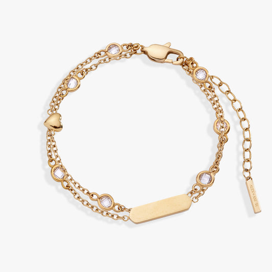 Heart Chain Adjustable Bracelet Stainless Steel Gold