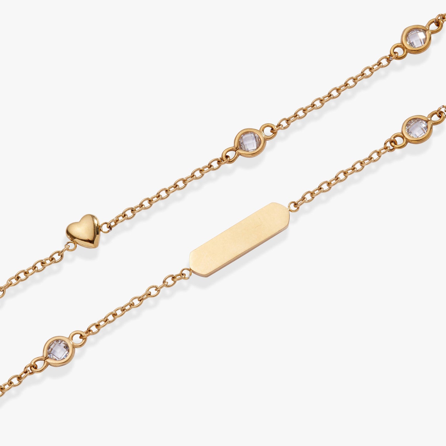 Heart Chain Adjustable Bracelet Stainless Steel Gold
