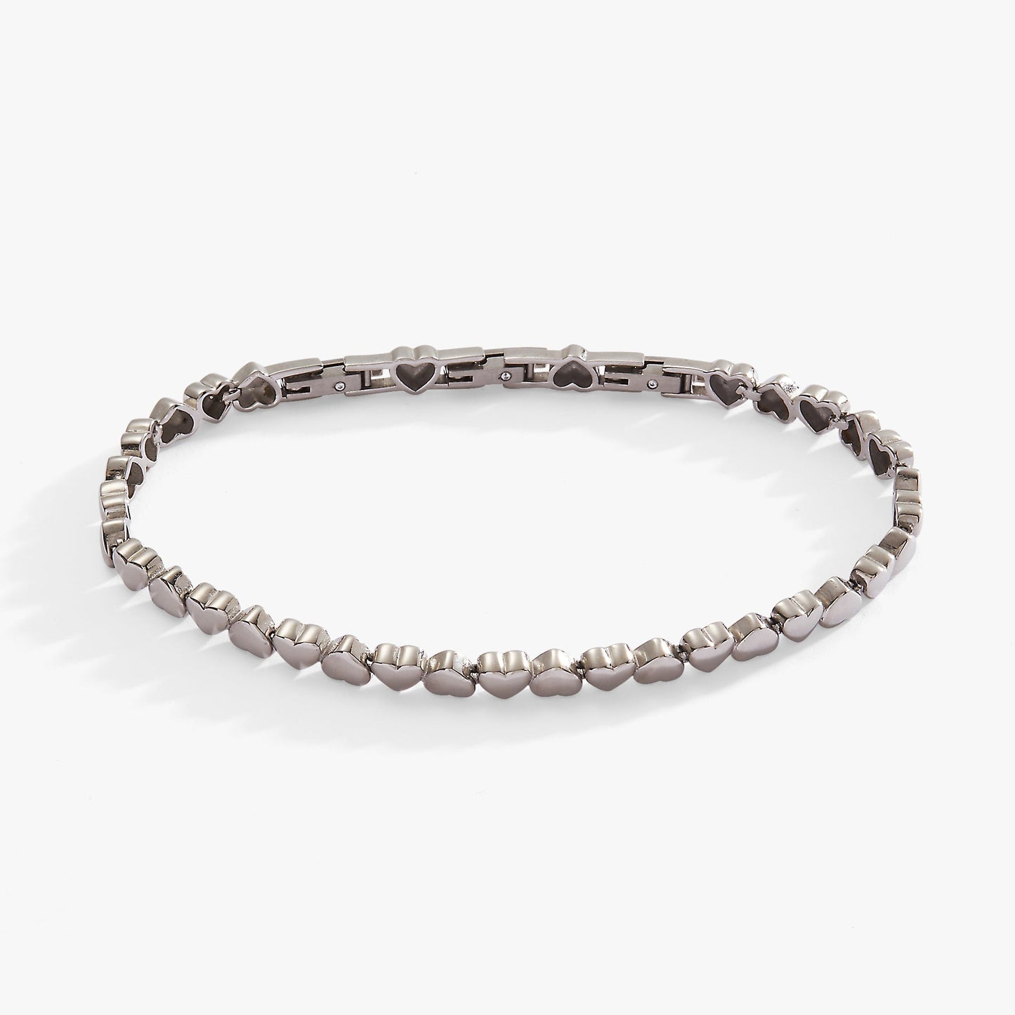 Heart Charm Tennis Bracelet Stainless Steel Gold