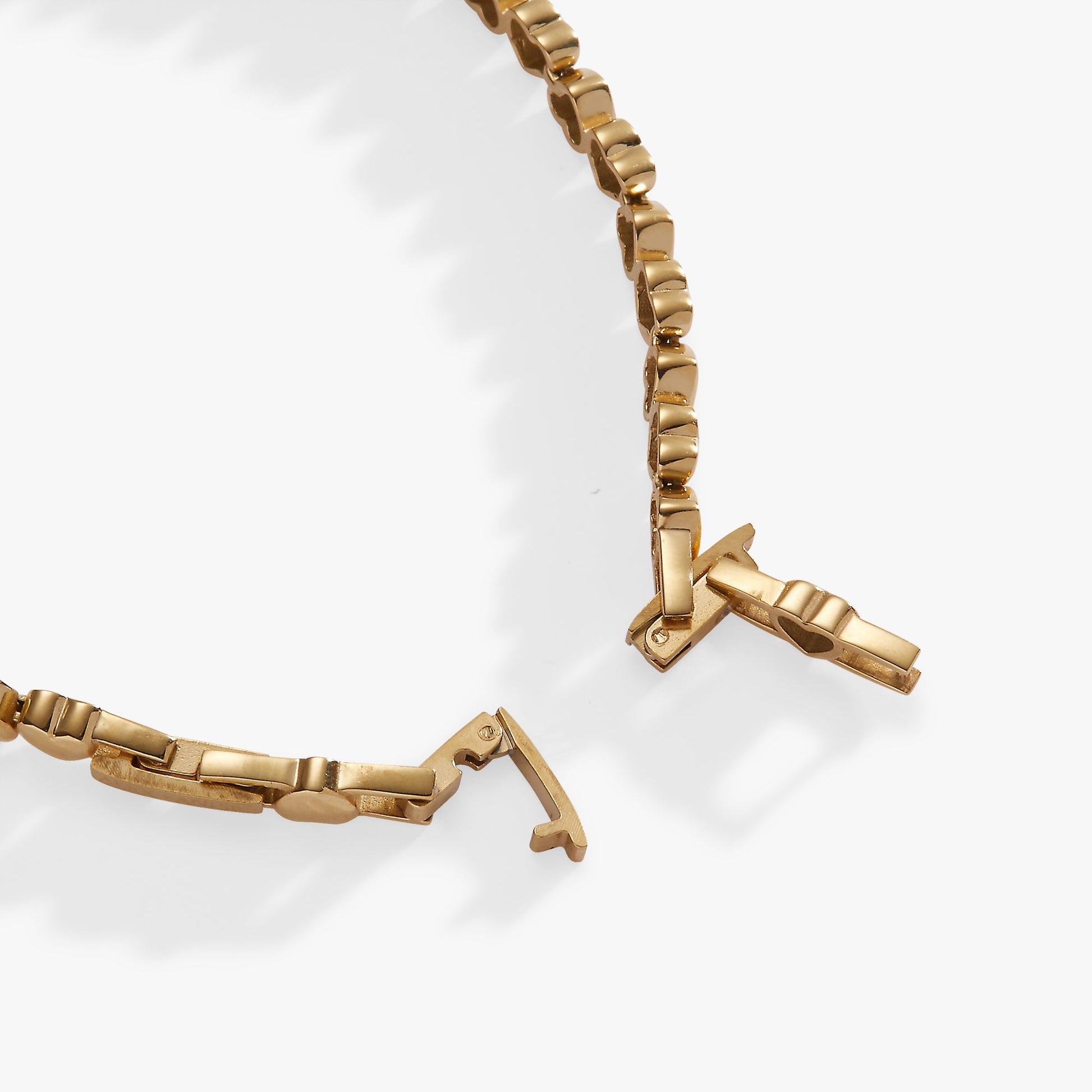 Heart Charm Tennis Bracelet Stainless Steel Gold