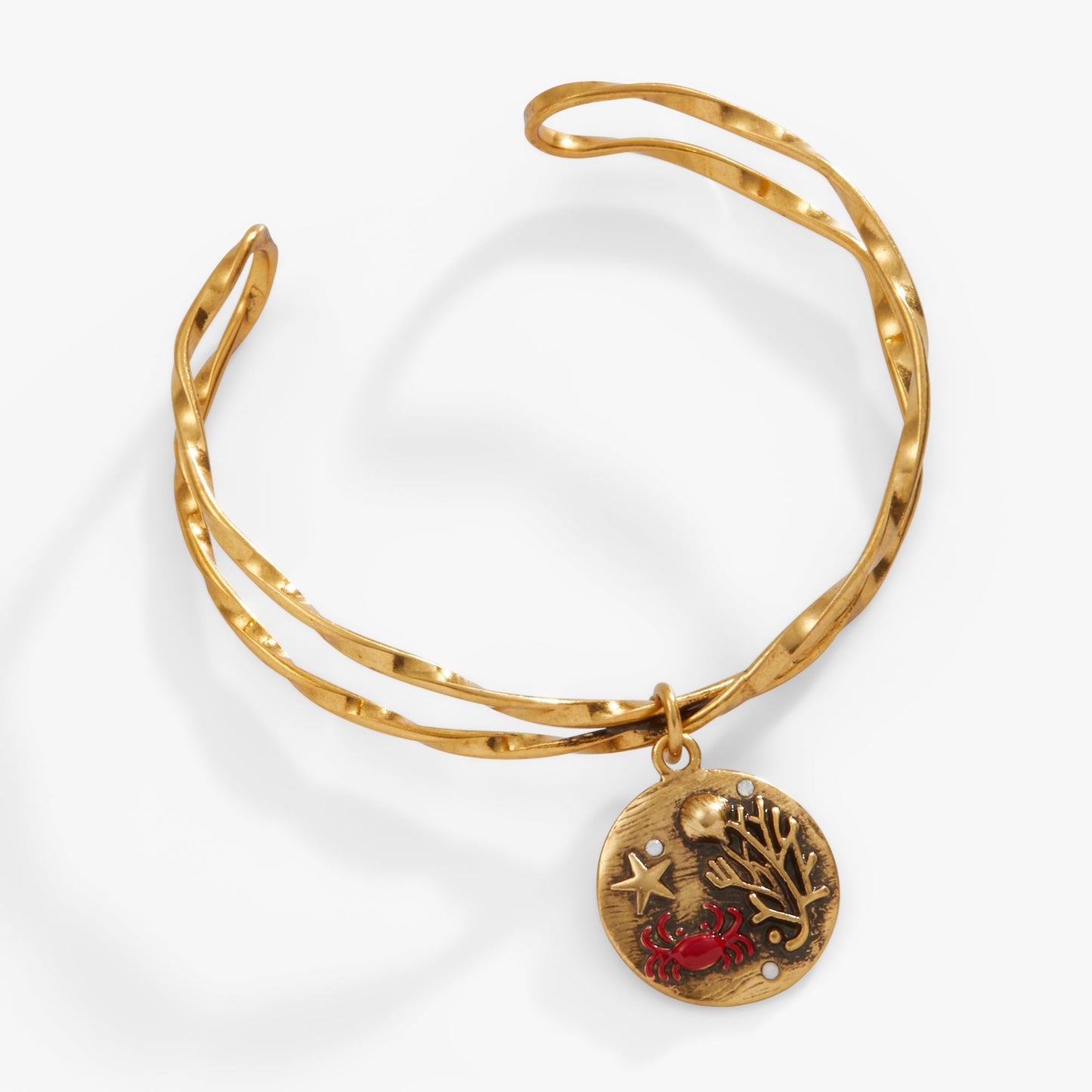 Sea Scene Twisted Cuff Antiqued Gold