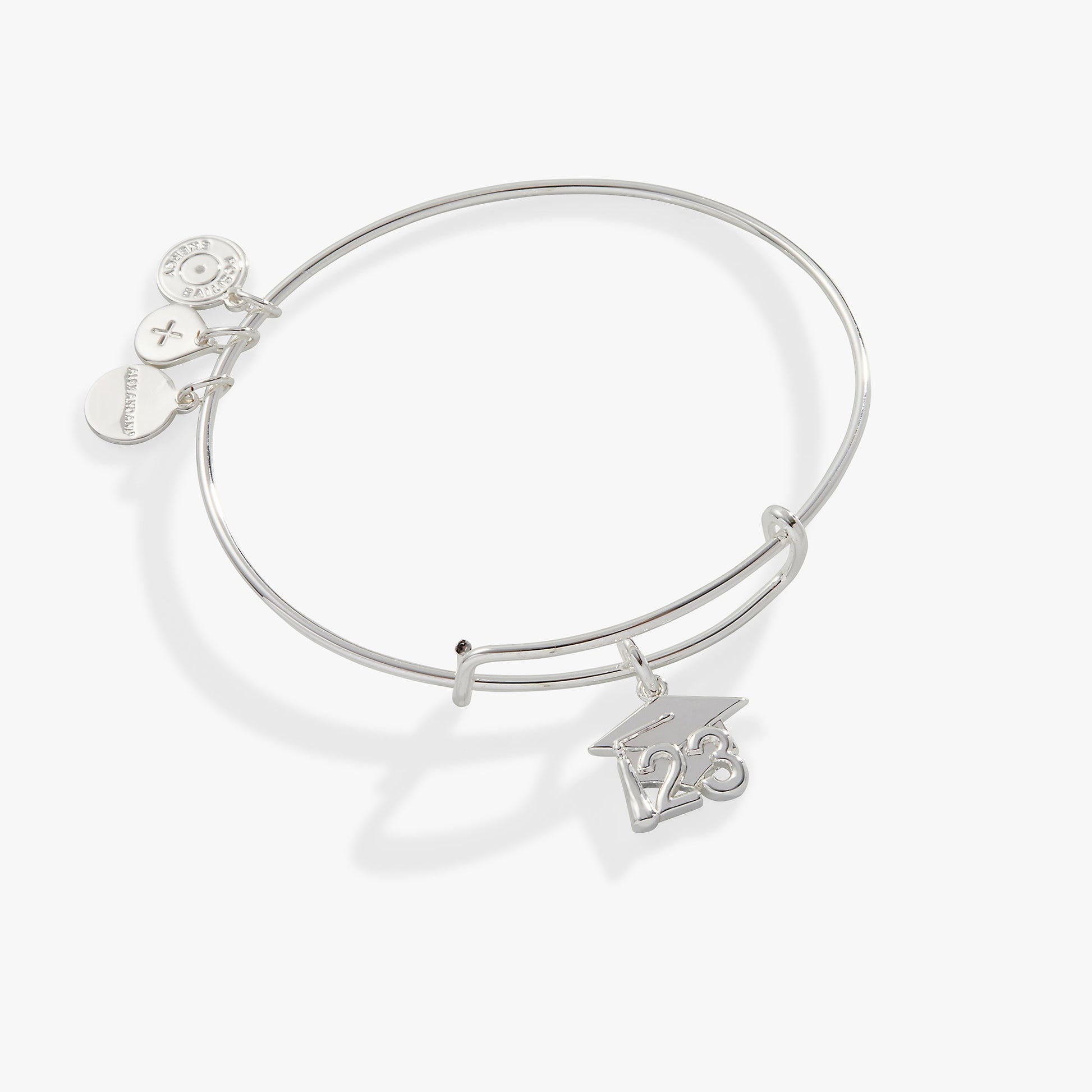 2023 Graduation Cap Charm Bangle Bracelet Silver