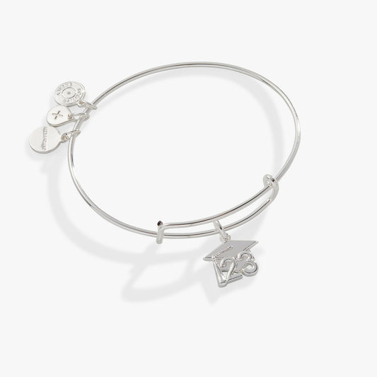 2023 Graduation Cap Charm Bangle Bracelet Silver