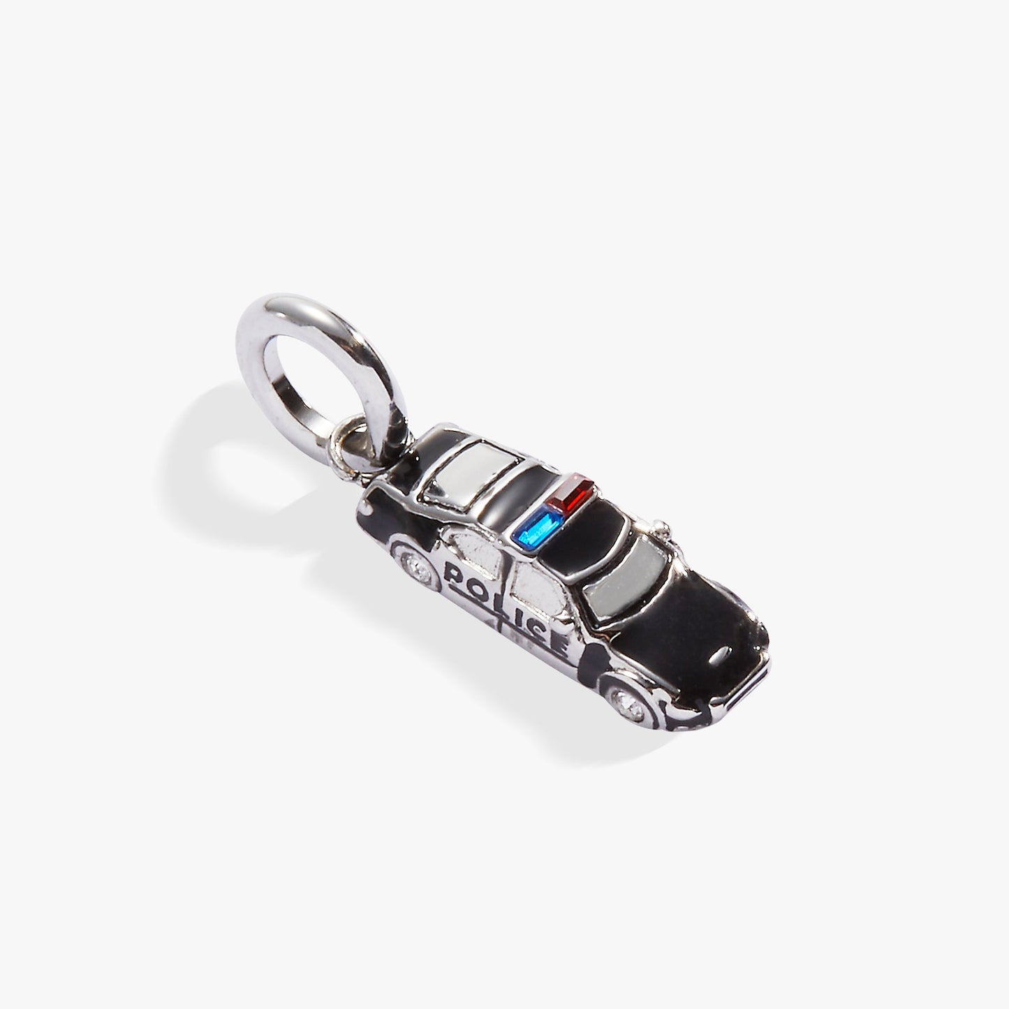Police Car Charm Stainless Steel Silver