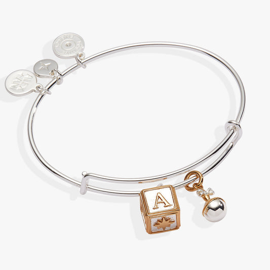 Baby Block and Rattle Bangle Two Tone