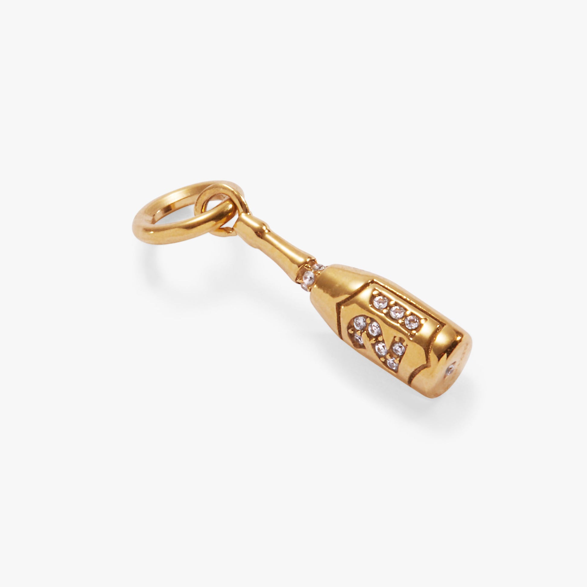 Champagne 21st Birthday Charm Stainless Steel Gold