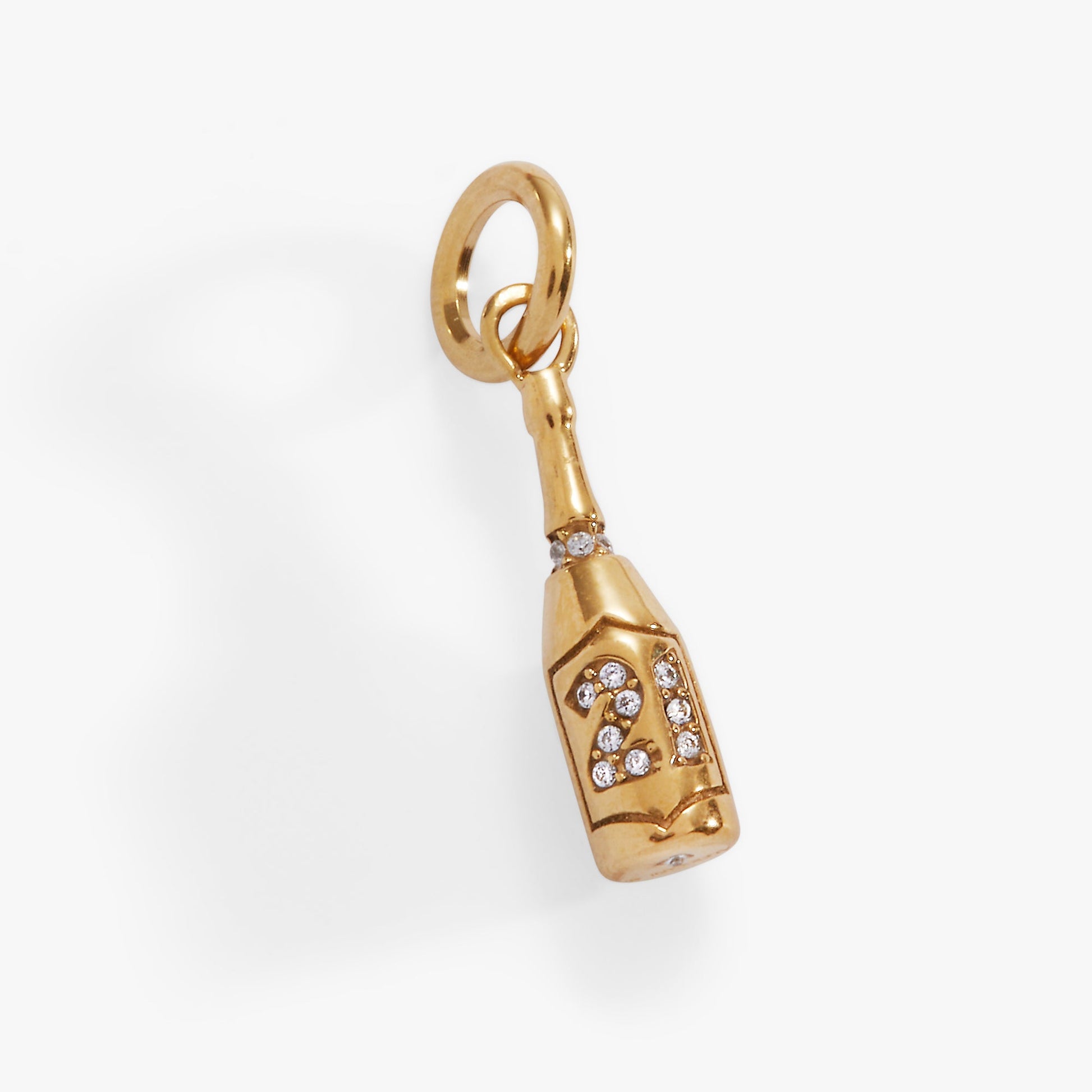 Champagne 21st Birthday Charm Stainless Steel Gold