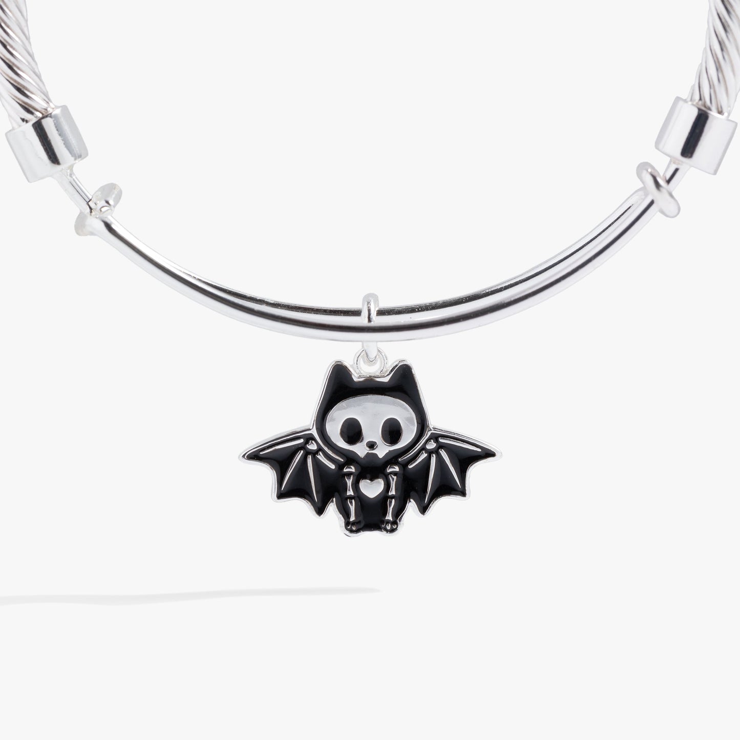 Bat Skeleton Bangle Bracelet Silver