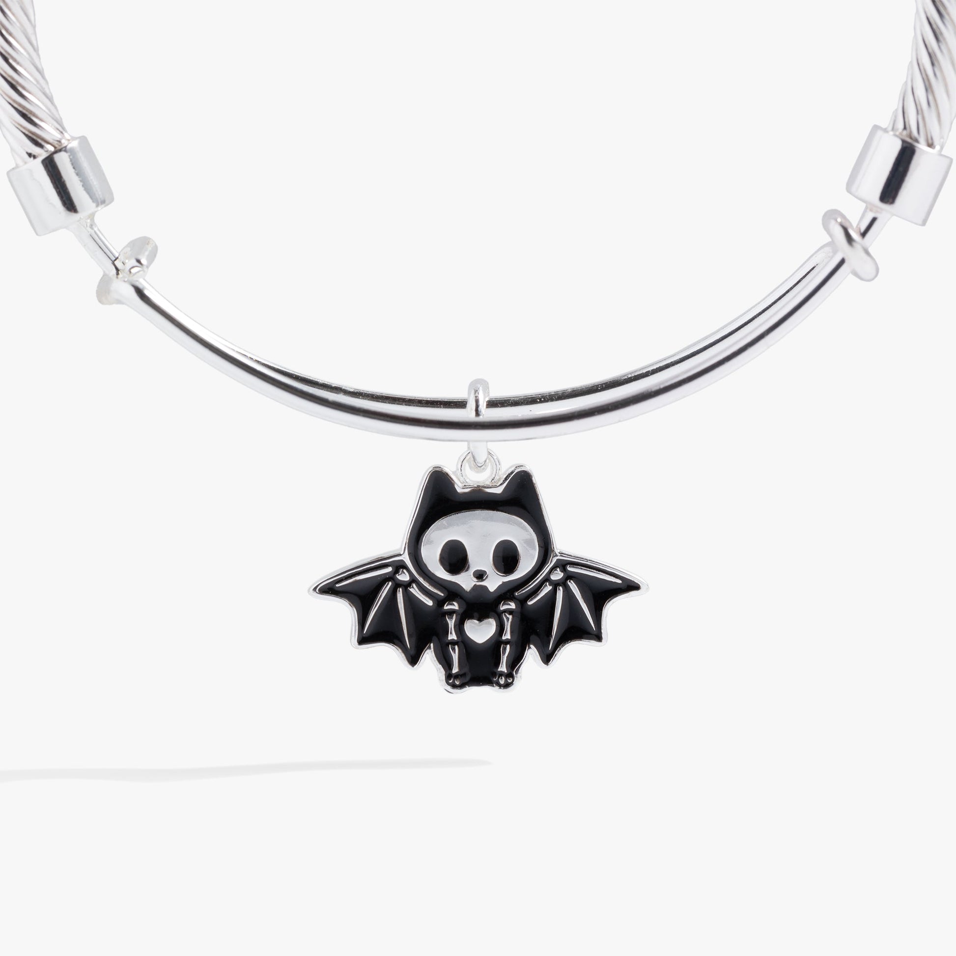 Bat Skeleton Bangle Bracelet Silver