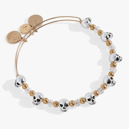 Skull Beaded Bangle Two Tone