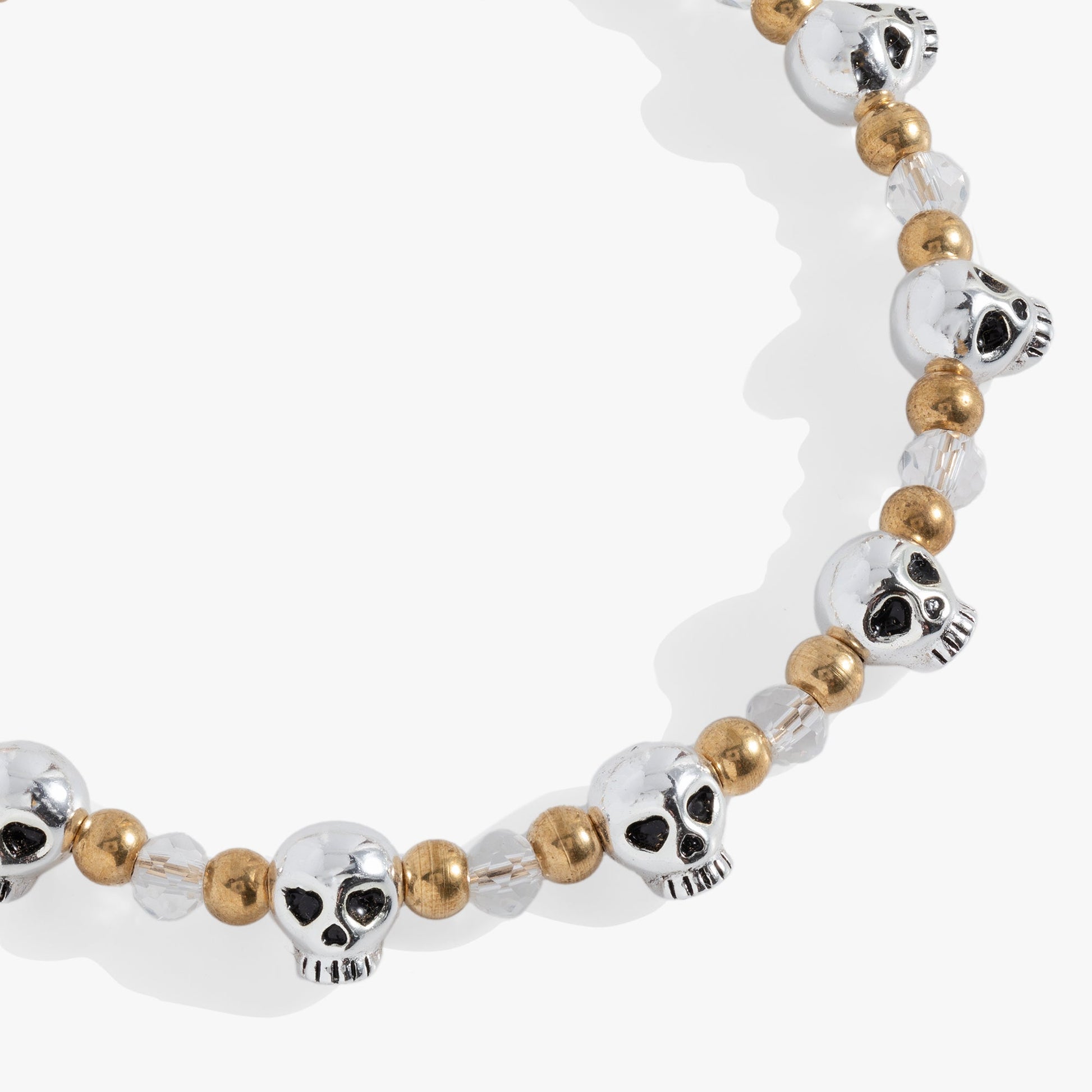 Skull Beaded Bangle Two Tone