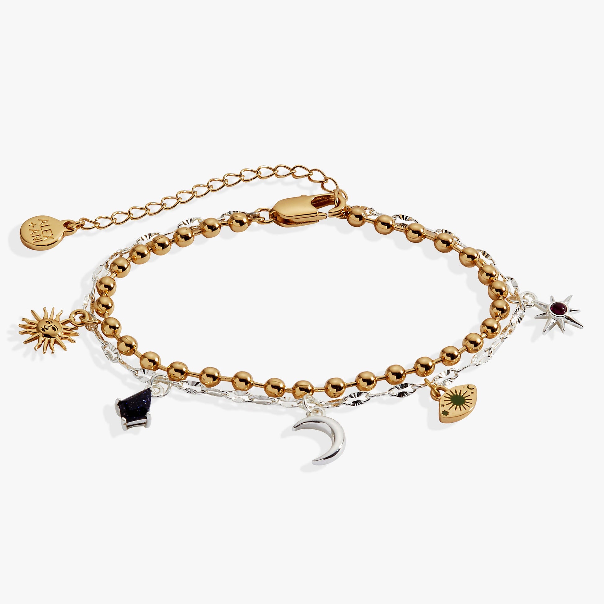 Moon Magic 2 Row Charm Bracelet Two Tone