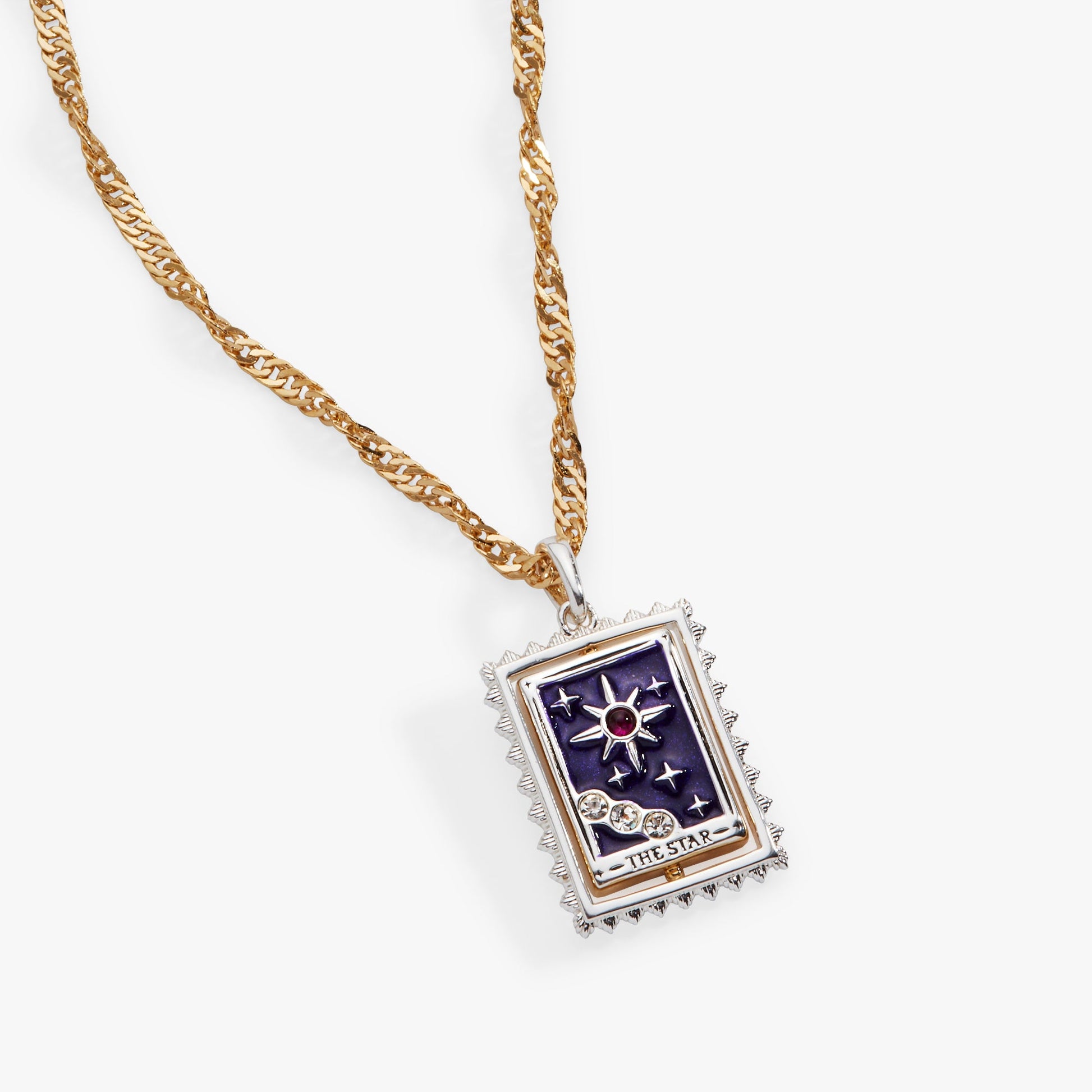 Tarot Card Reversable Spinner Pendant Necklace Two Tone