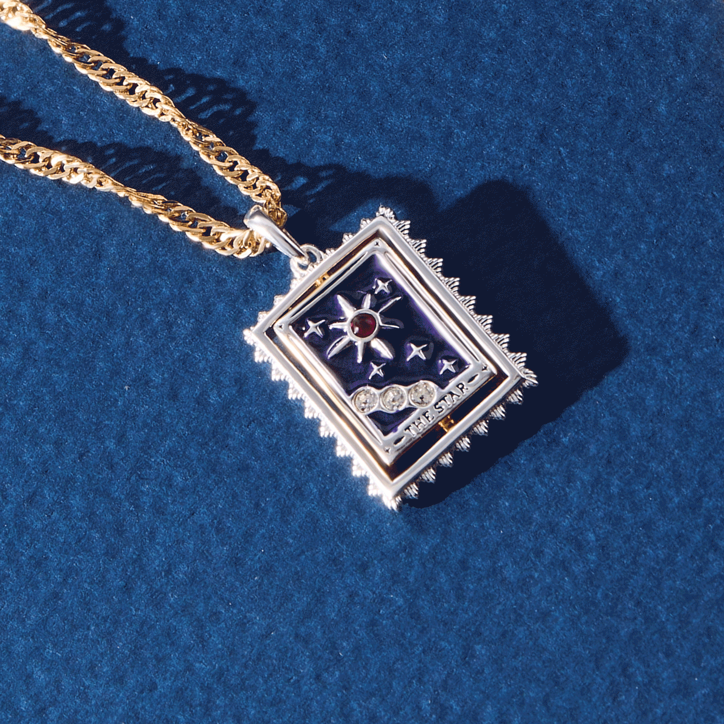 Tarot Card Reversable Spinner Pendant Necklace Two Tone