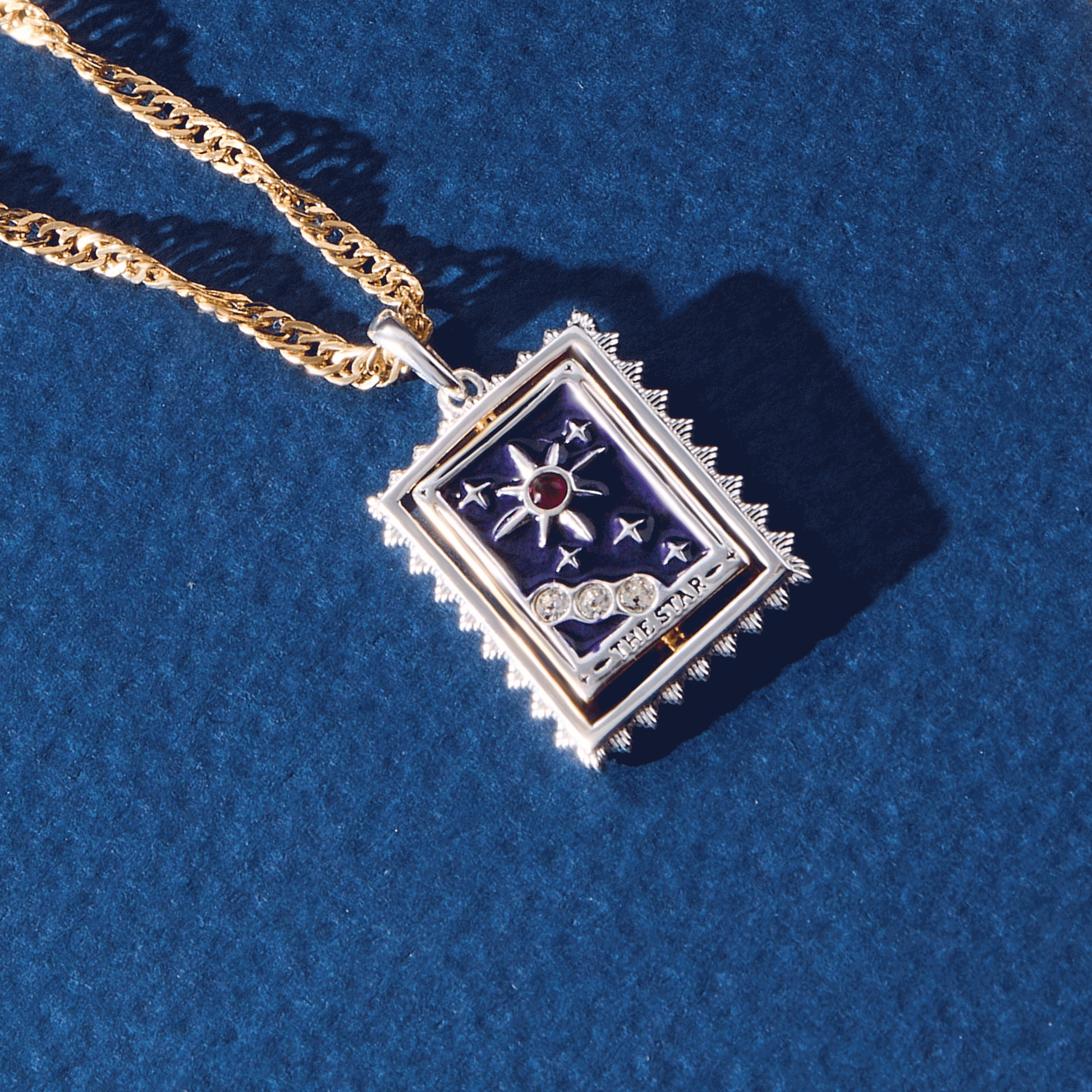 Tarot Card Reversable Spinner Pendant Necklace Two Tone