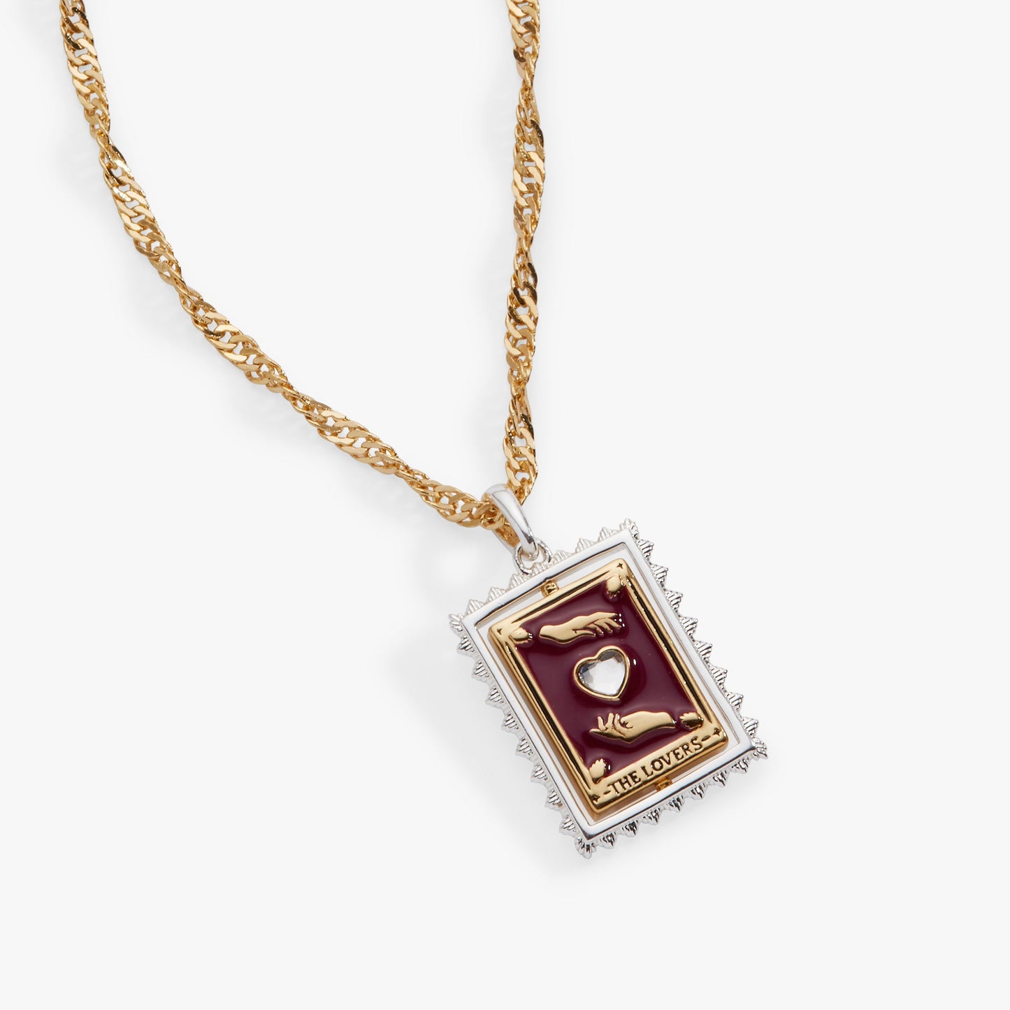 Tarot Card Reversable Spinner Pendant Necklace Two Tone