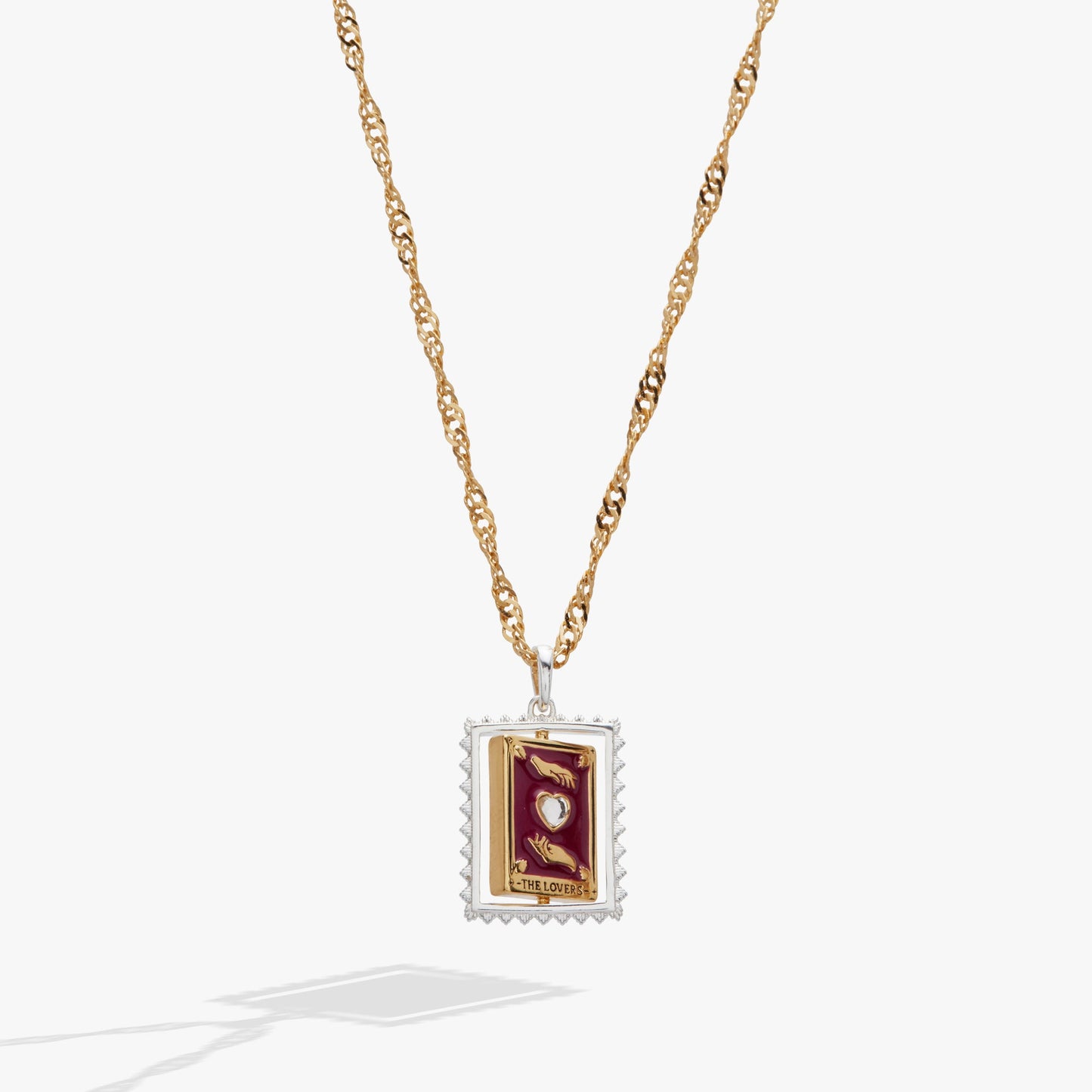 Tarot Card Reversable Spinner Pendant Necklace Two Tone