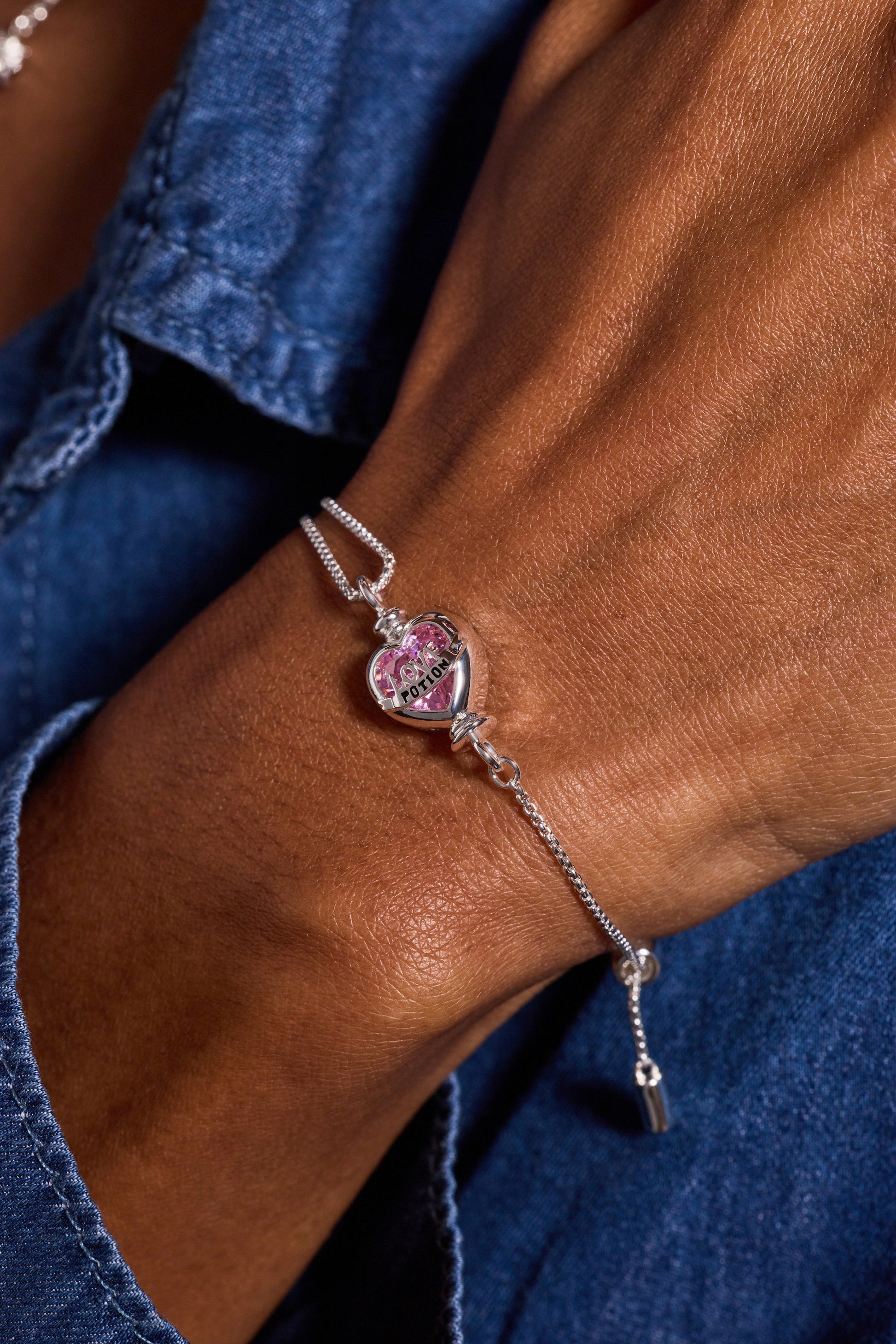 Harry Potter™ Love Potion Crystal Pull Chain Bracelet Silver