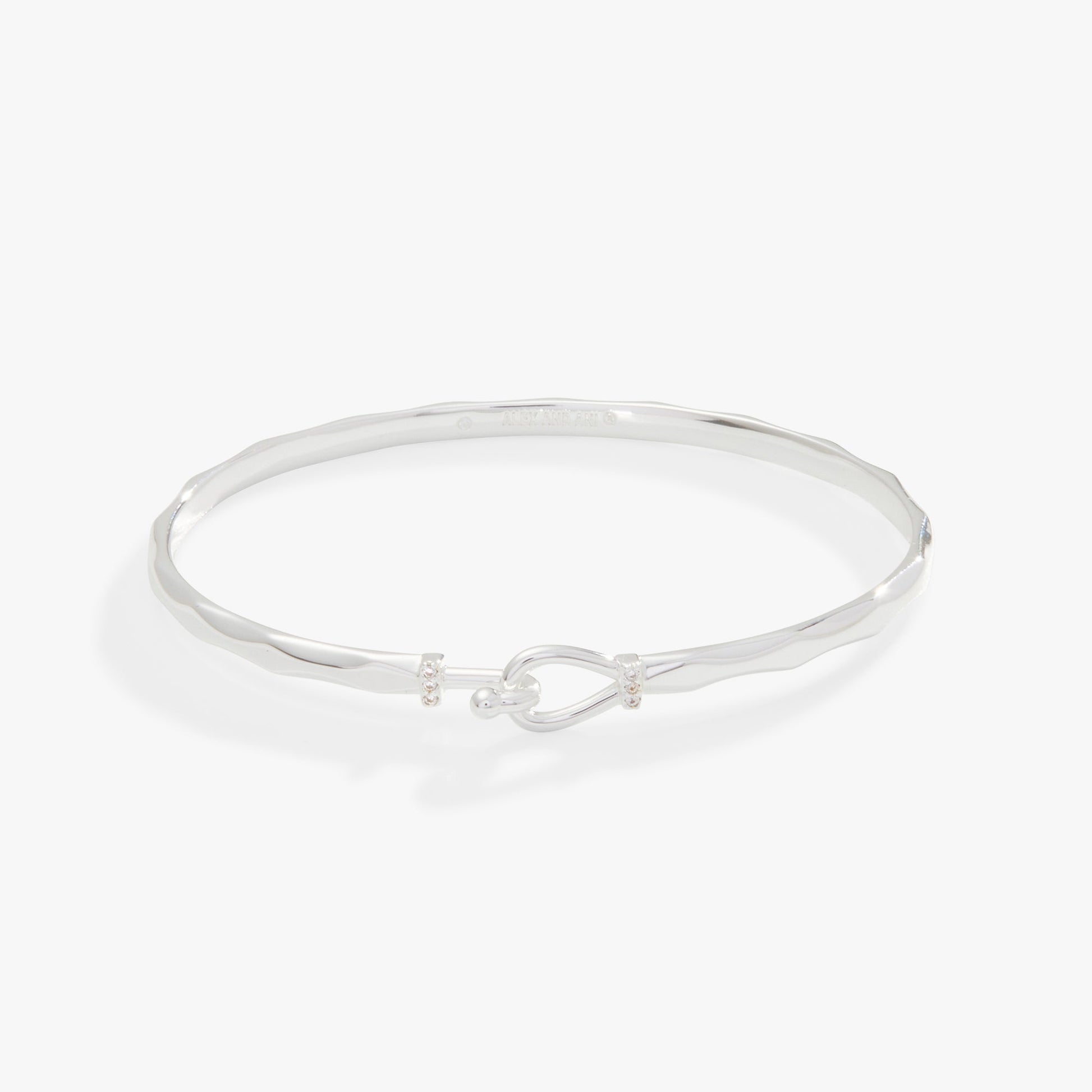 Faceted Hook Tension Bracelet Shiny Silver