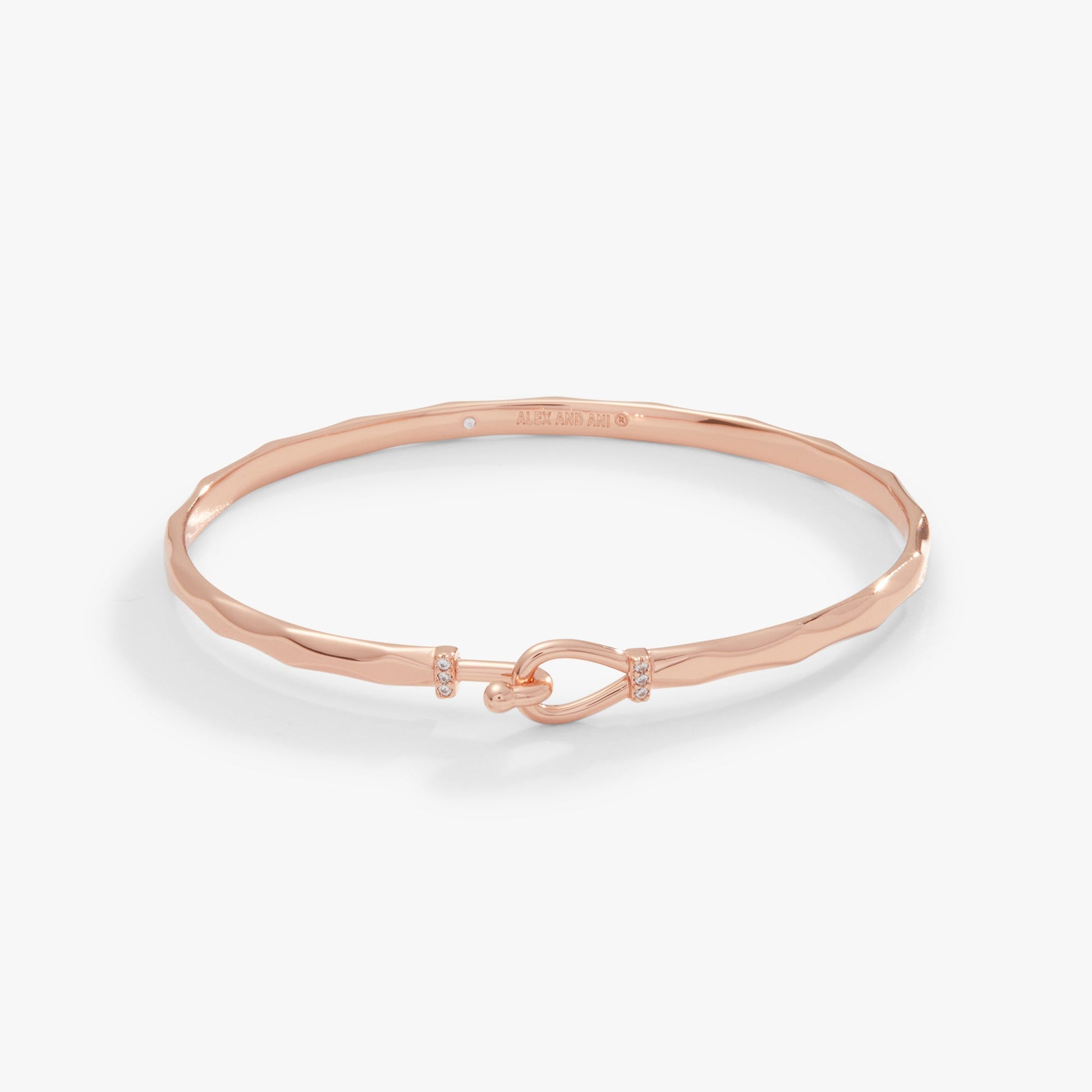 Faceted Hook Tension Bracelet Shiny Silver