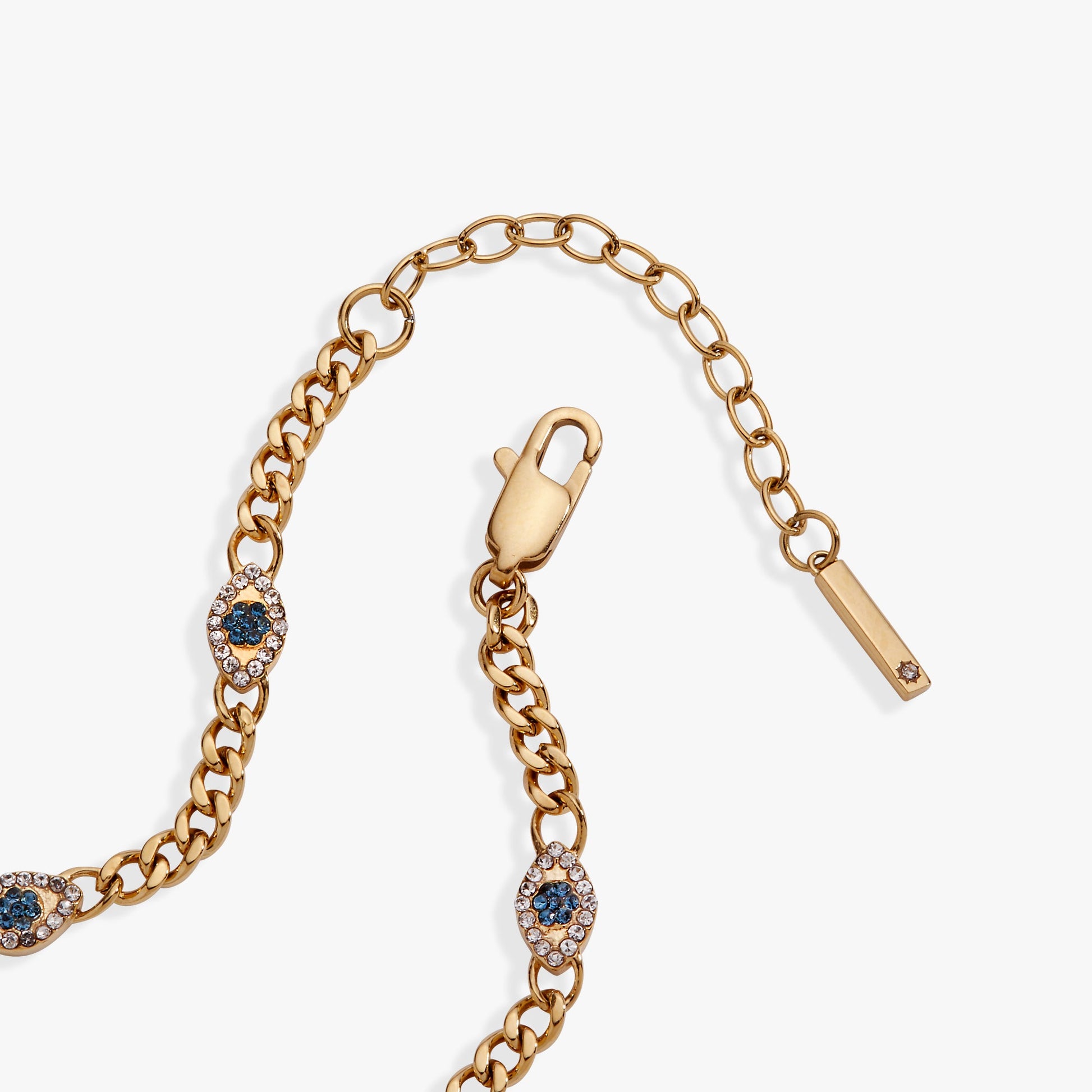 Evil Eye Curb Chain Inline Bracelet Stainless Steel Gold