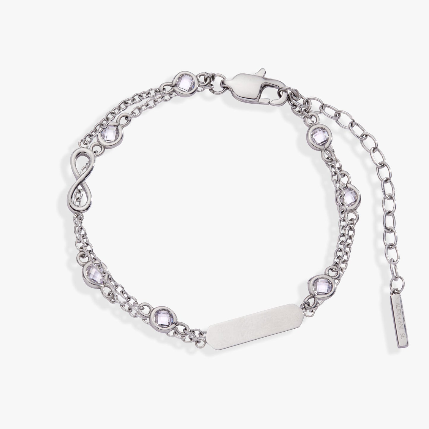 Infinity Chain Double Stranded Bracelet Stainless Steel Silver