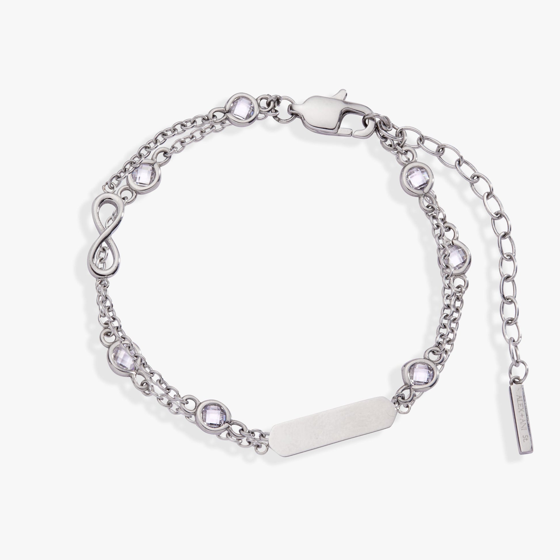 Infinity Chain Double Stranded Bracelet Stainless Steel Silver