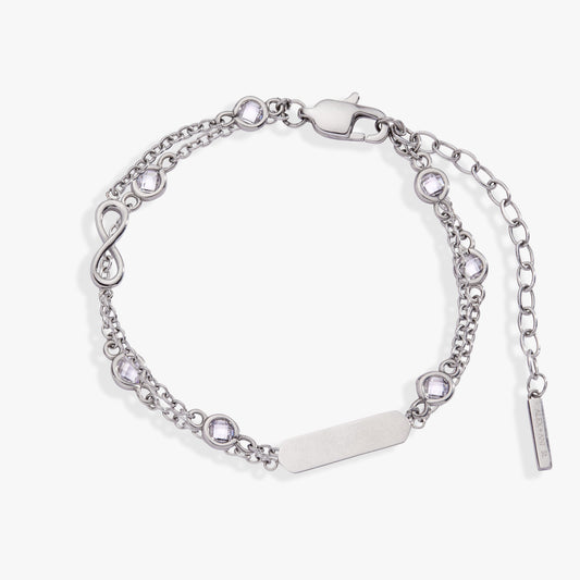 Infinity Chain Double Stranded Bracelet Stainless Steel Silver