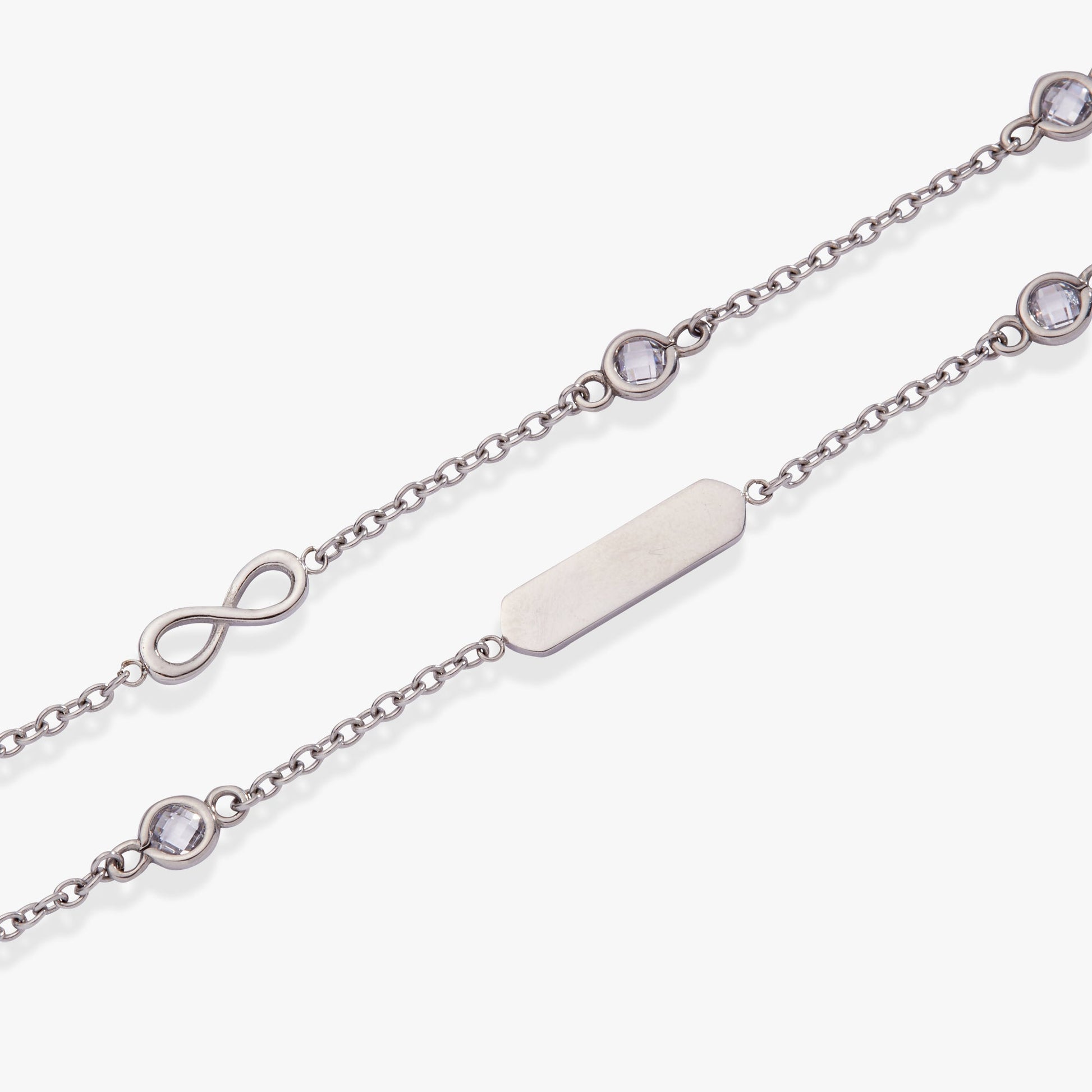 Infinity Chain Double Stranded Bracelet Stainless Steel Silver