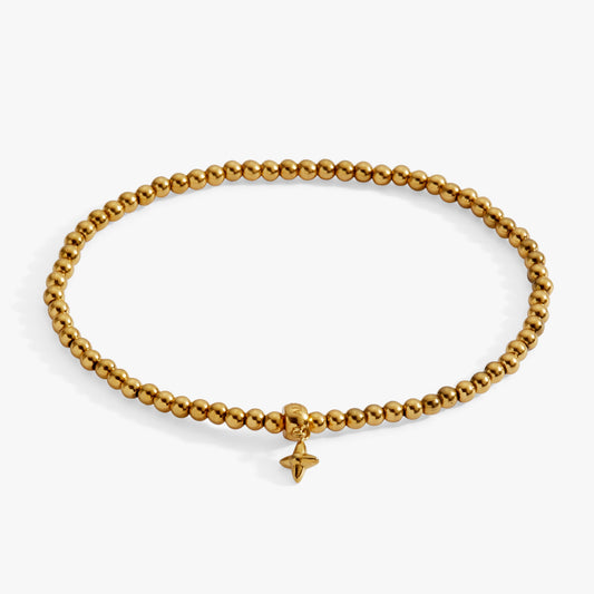 3mm metal ball bead stretch bracelet Stainless Steel Gold
