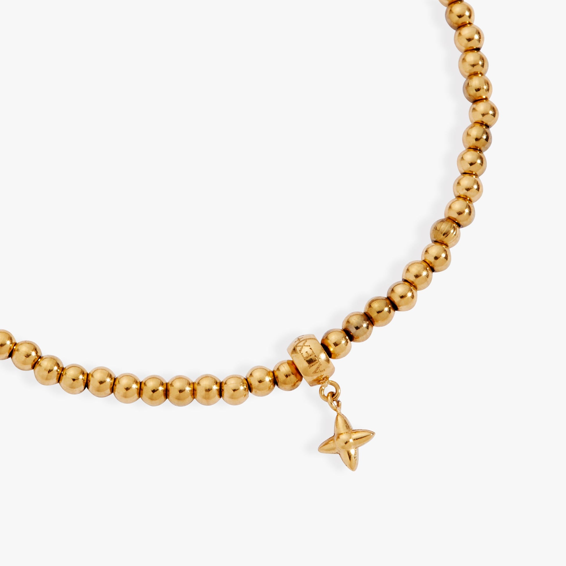 3mm metal ball bead stretch bracelet Stainless Steel Gold