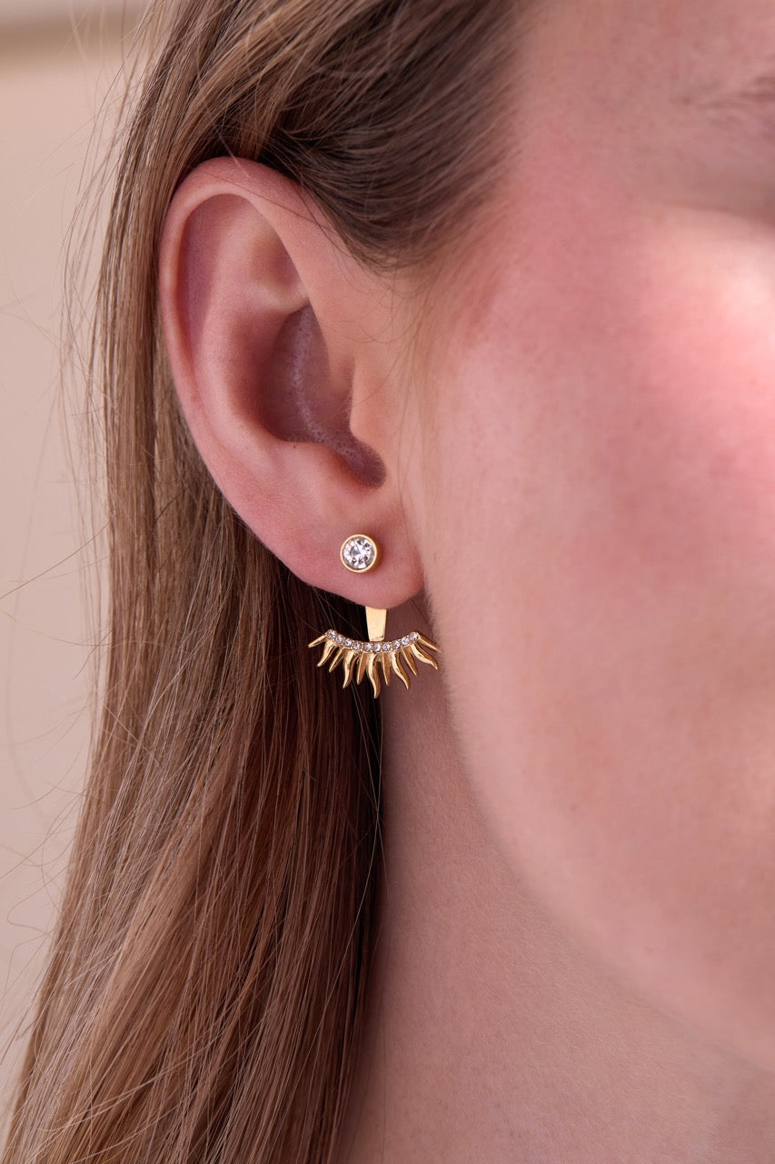 Sun Ray Ear Jacket Stainless Steel Gold