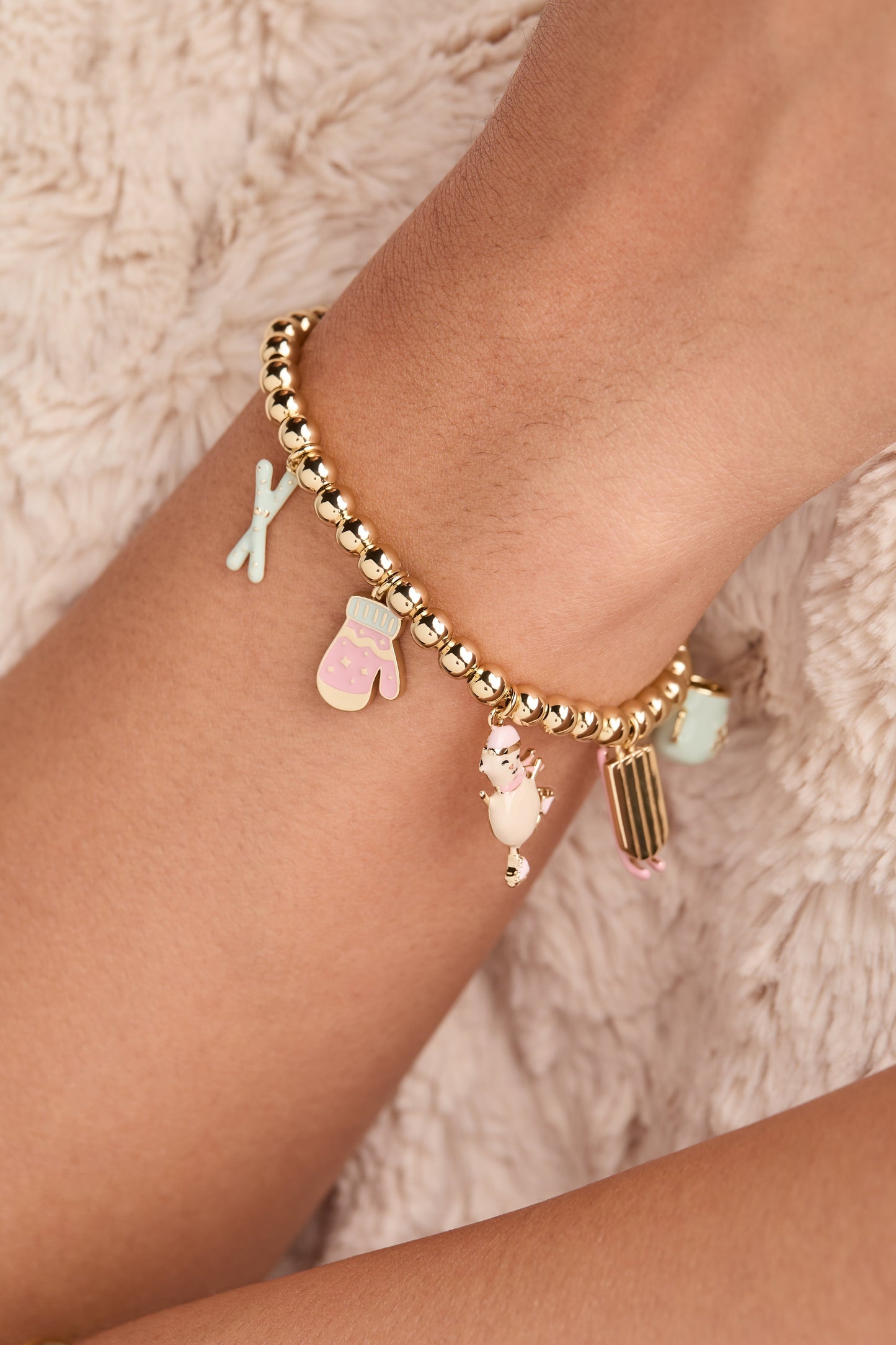 Winter Wonderland Multi Charm Bolo Bracelet Gold