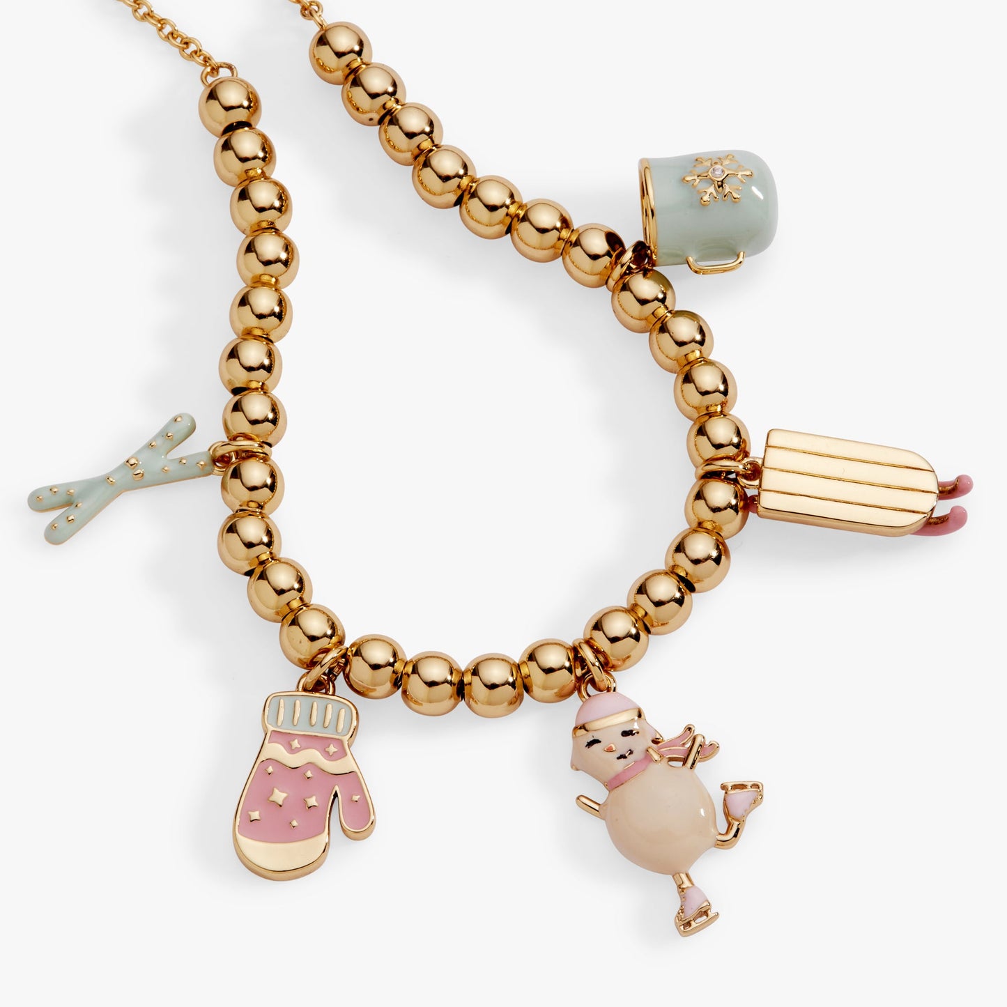 Winter Wonderland Multi Charm Bolo Bracelet Gold