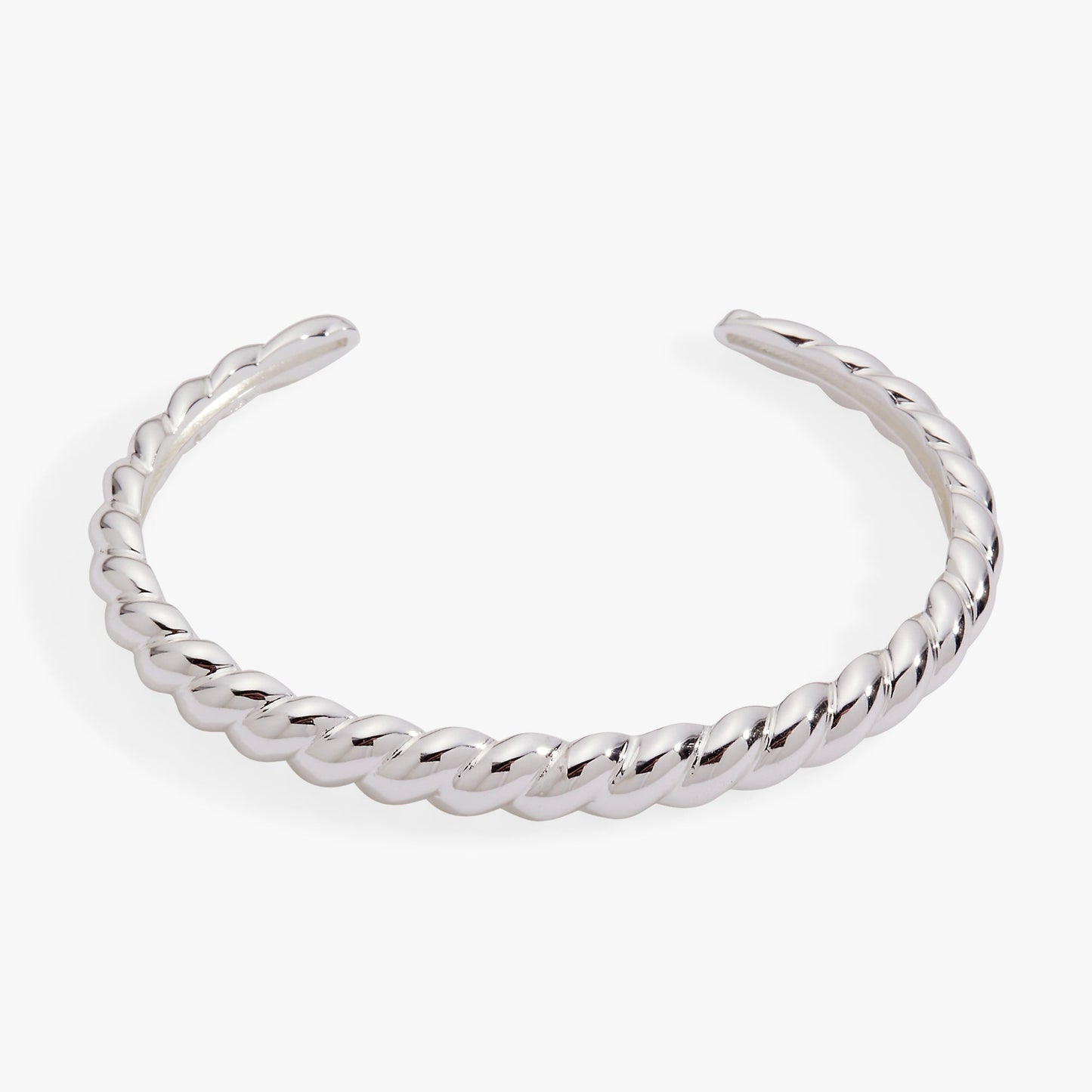Puffy Rope Texture Cuff Bracelet Silver
