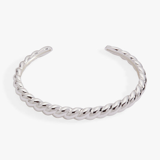 Puffy Rope Texture Cuff Bracelet Silver