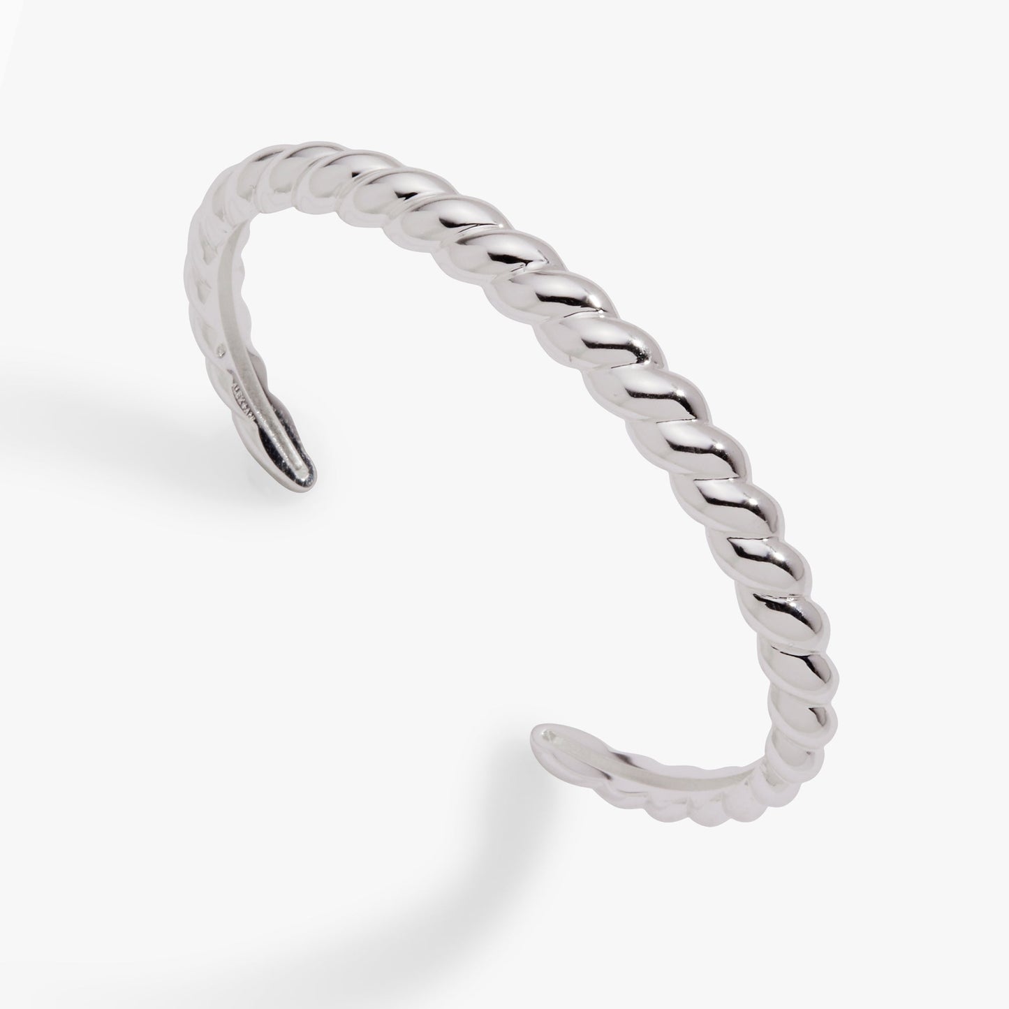 Puffy Rope Texture Cuff Bracelet Silver
