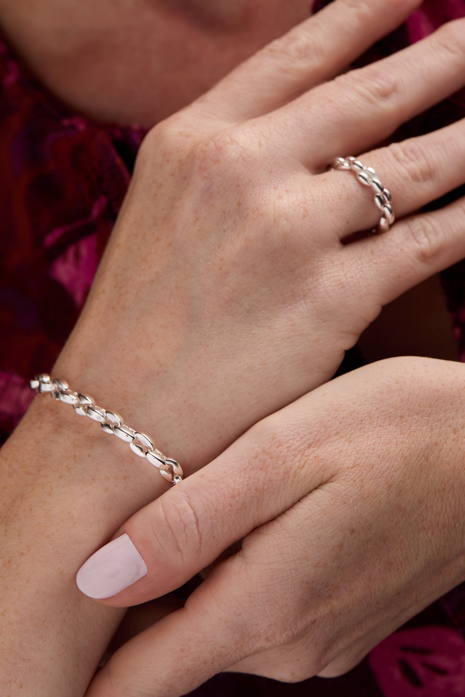 Puffy Chain Bracelet Silver