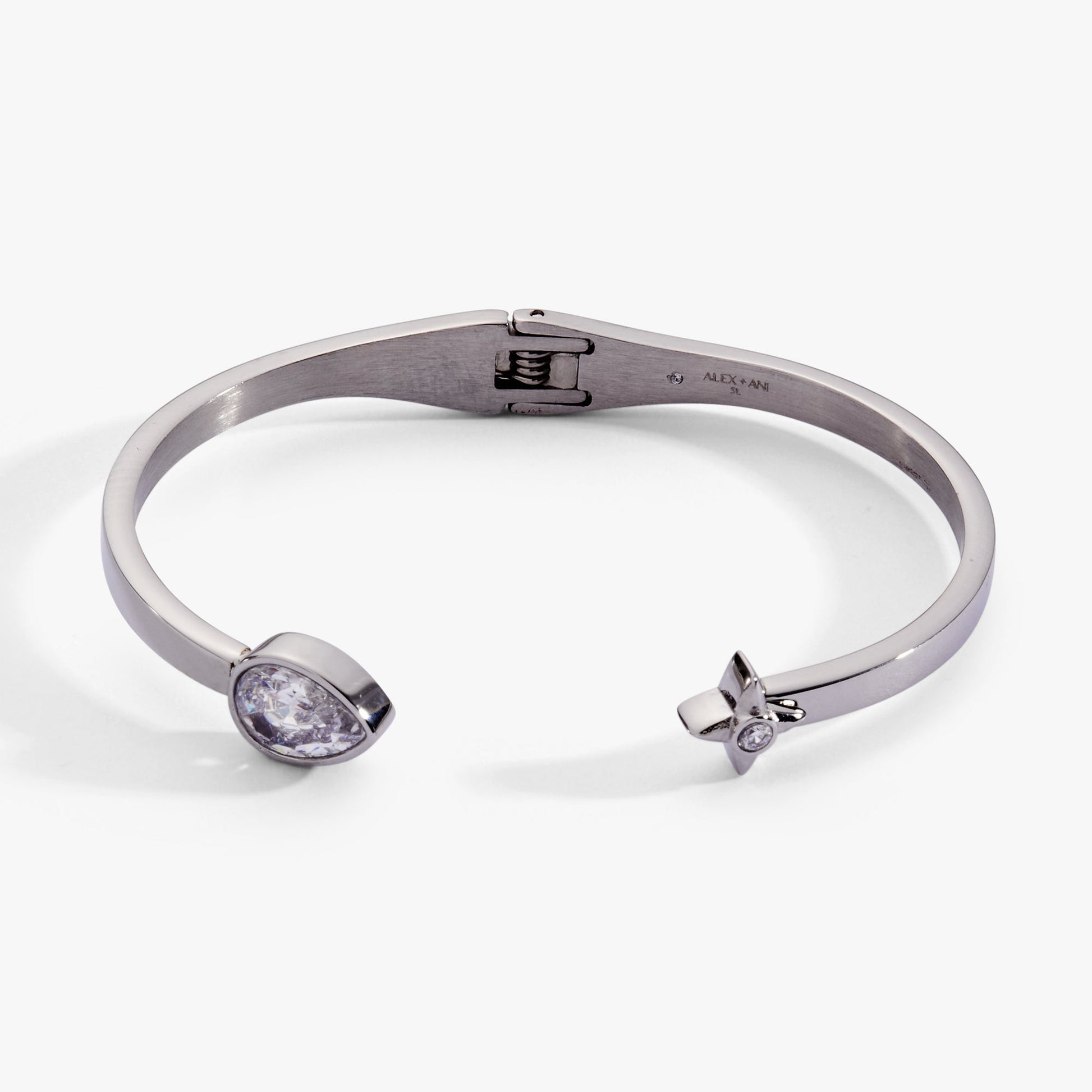 Crystal Teardrop and Star Cuff Bracelet Stainless Steel Silver